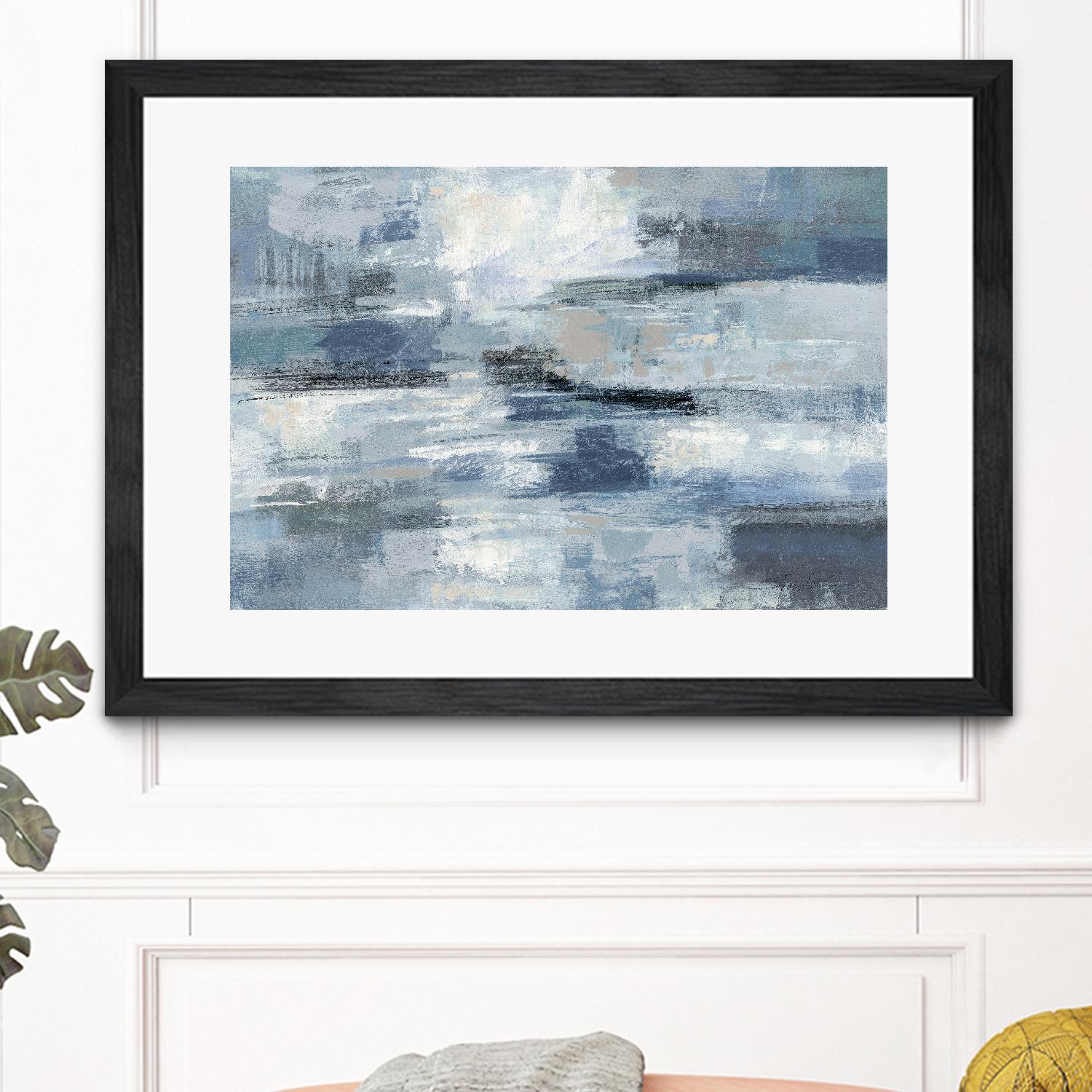 Clear Water Indigo and Gray by Silvia Vassileva on GIANT ART - white abstract