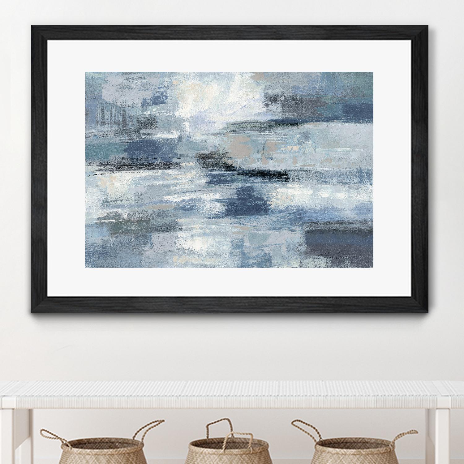 Clear Water Indigo and Gray by Silvia Vassileva on GIANT ART - white abstract