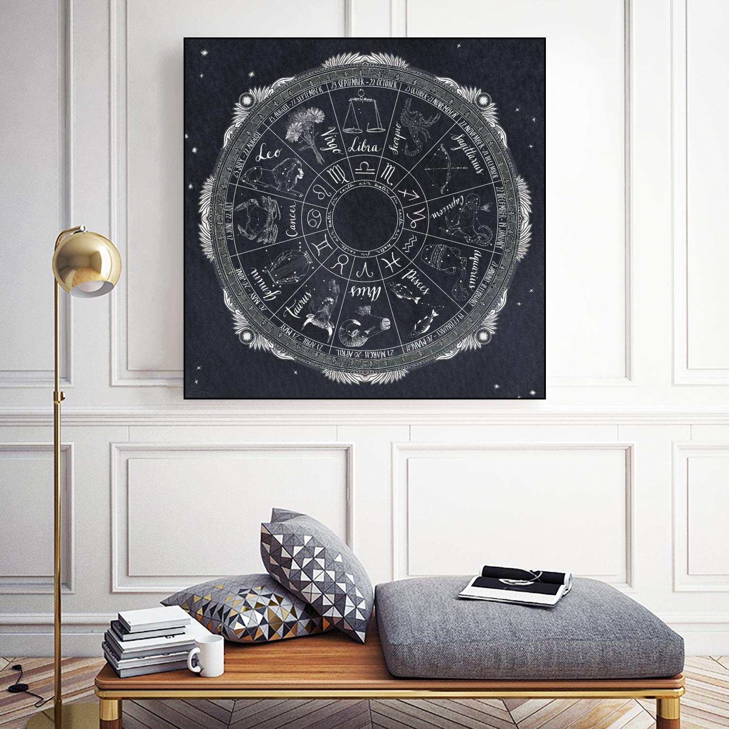 Night Sky Zodiac by Sara Zieve Miller on GIANT ART - grey maps