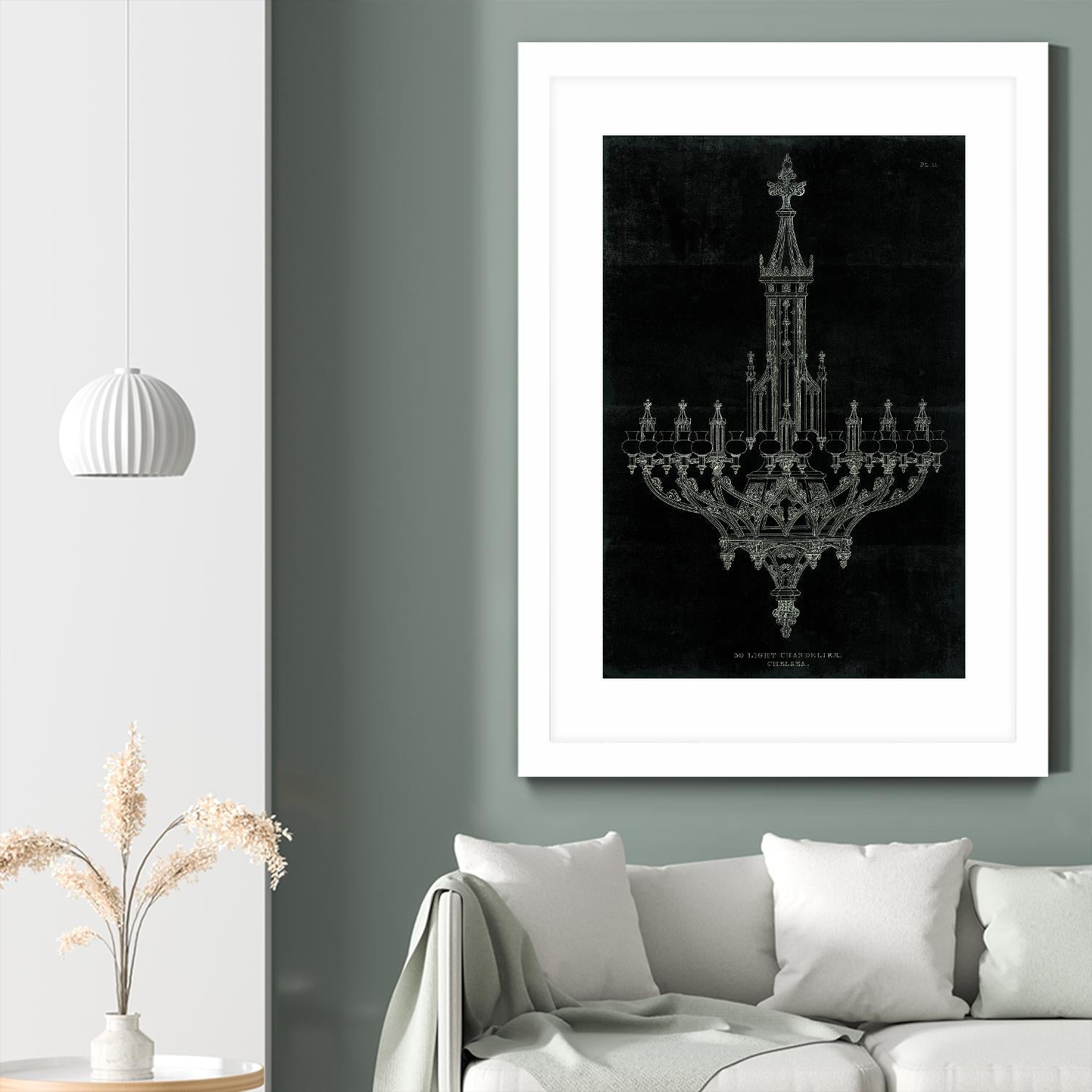 Ornamental Metal Work Chandelier by Portfolio on GIANT ART - grey interior