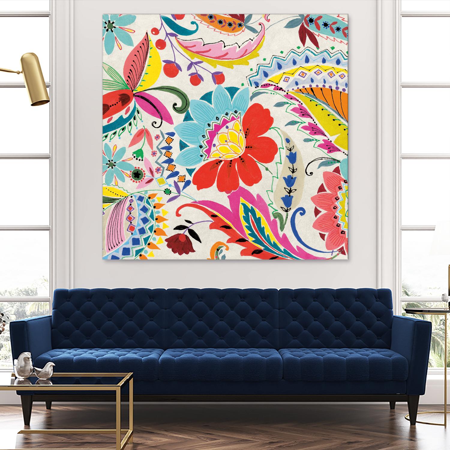 Boho Paisley II by Portfolio on GIANT ART - blue floral