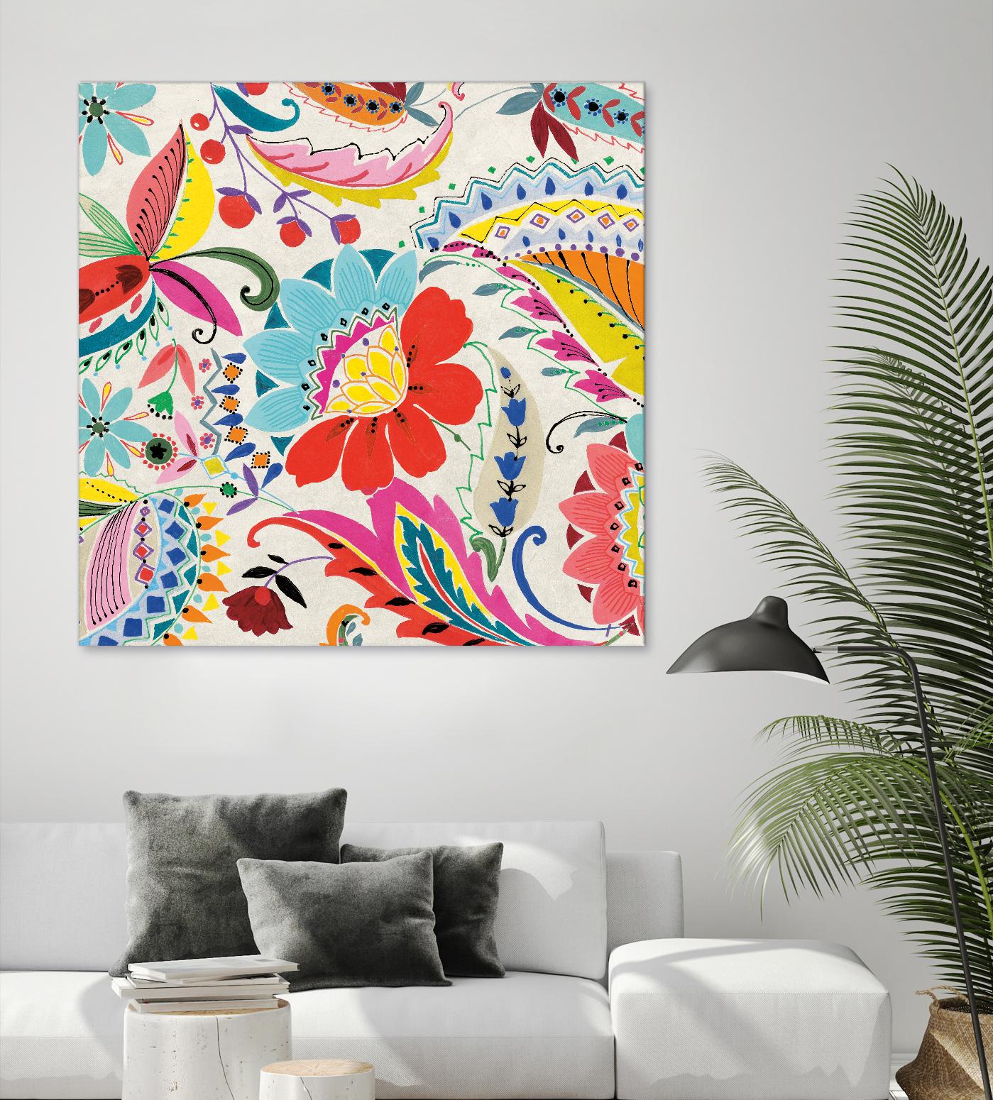 Boho Paisley II by Portfolio on GIANT ART - blue floral