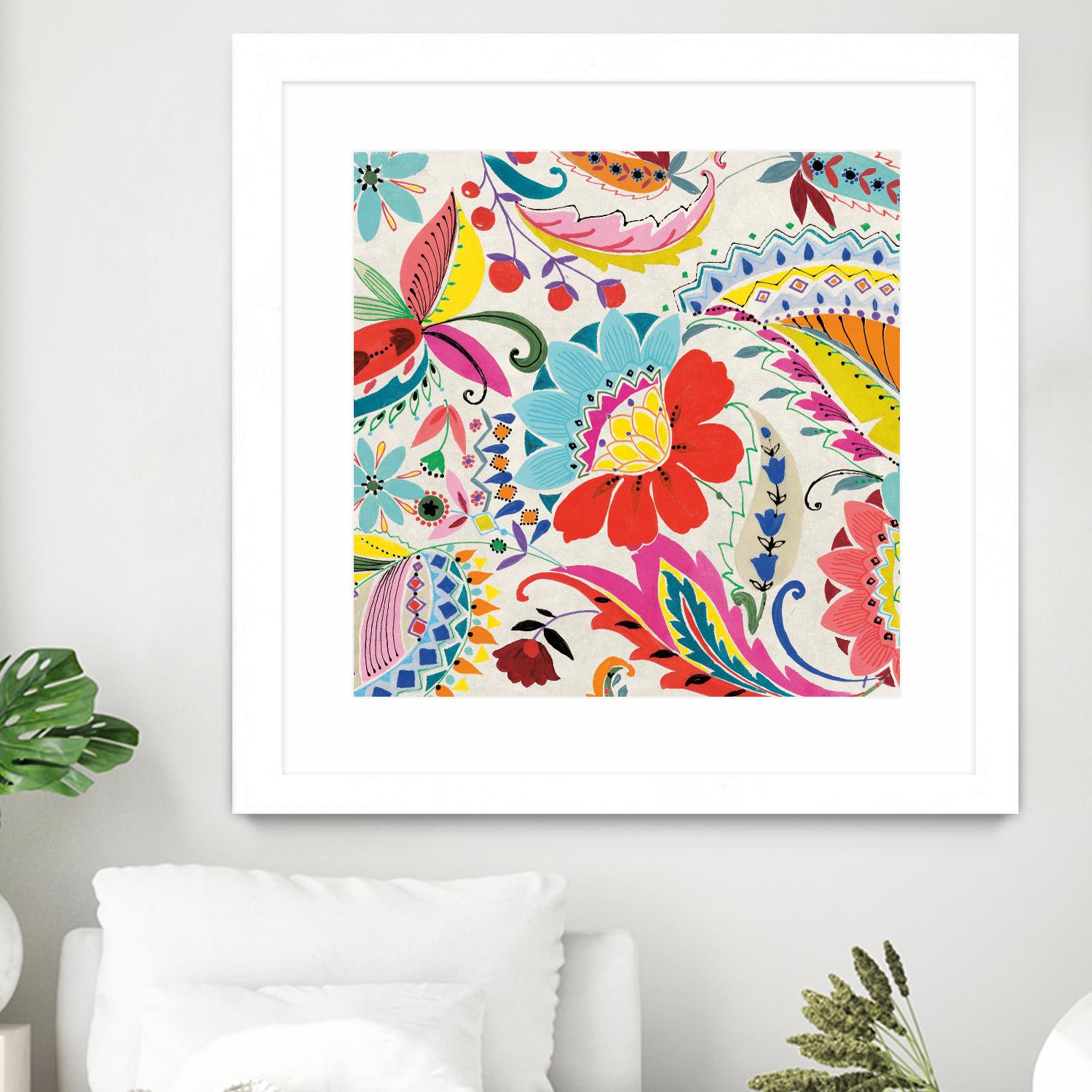 Boho Paisley II by Portfolio on GIANT ART - blue floral