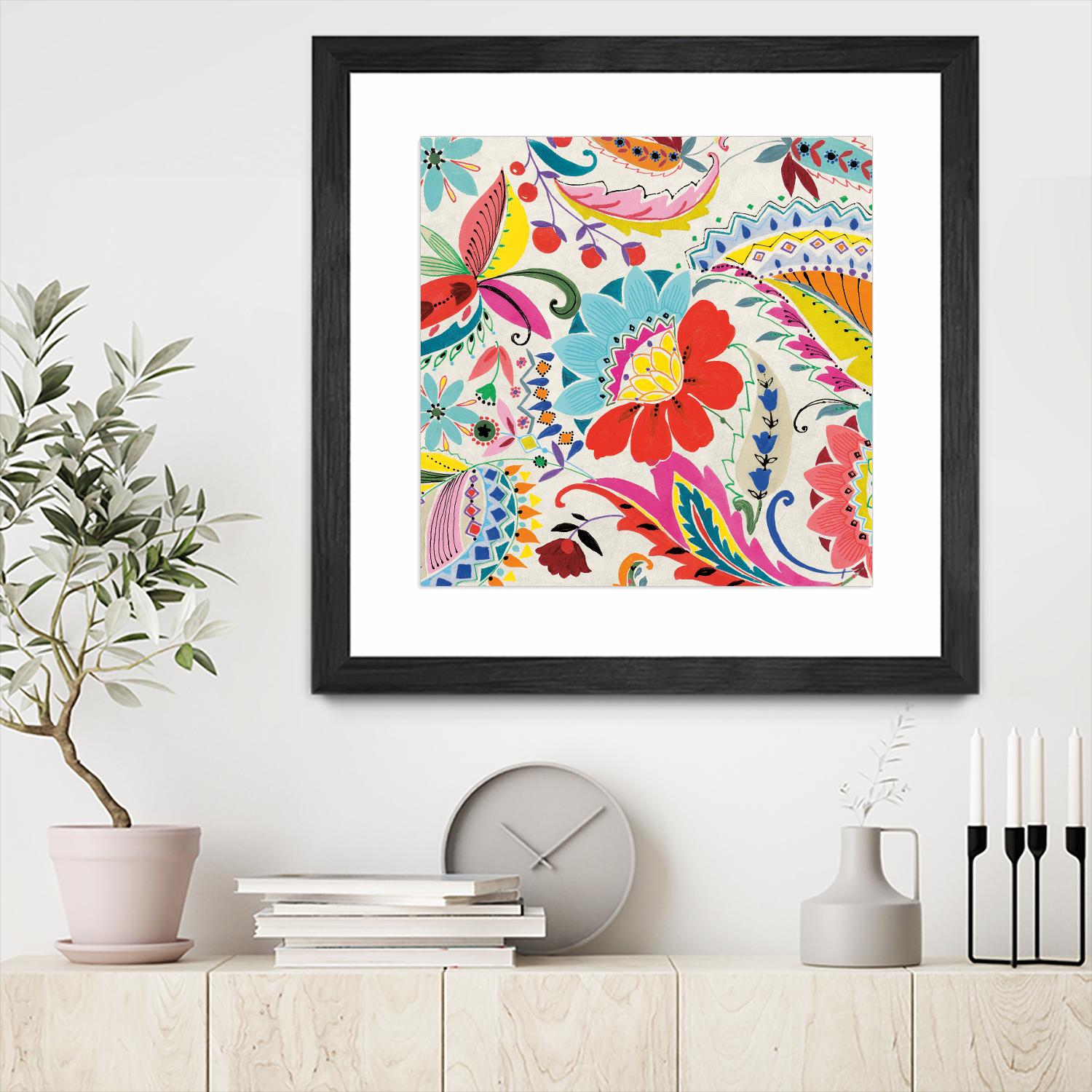 Boho Paisley II by Portfolio on GIANT ART - blue floral