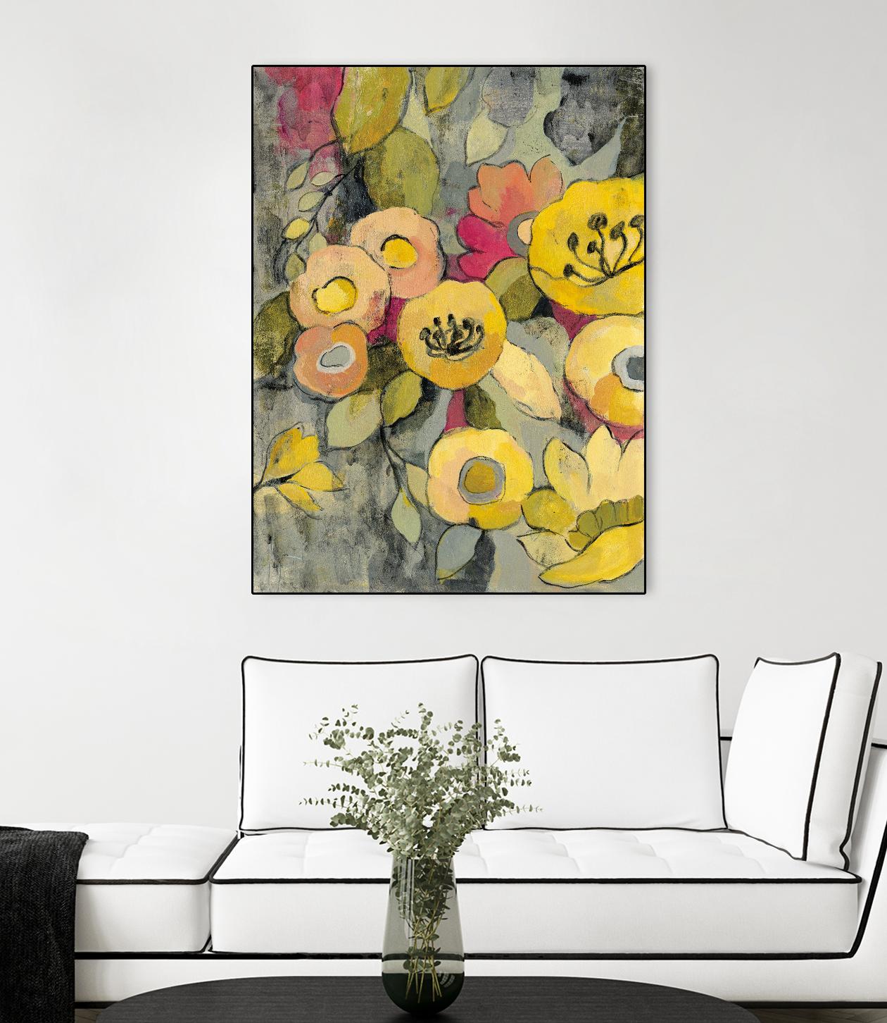 Yellow Floral Duo II by Silvia Vassileva on GIANT ART - grey floral
