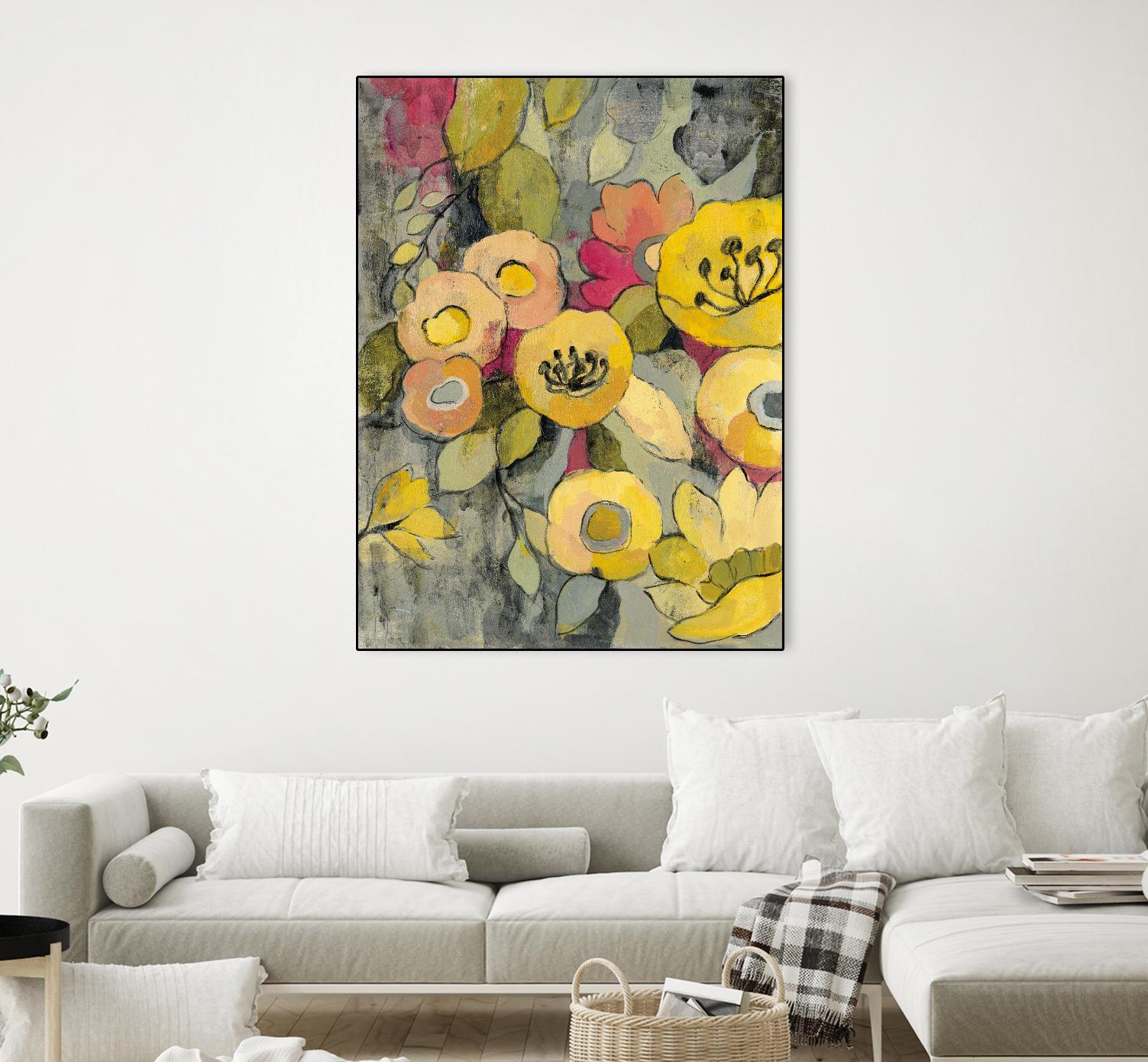 Yellow Floral Duo II by Silvia Vassileva on GIANT ART - grey floral