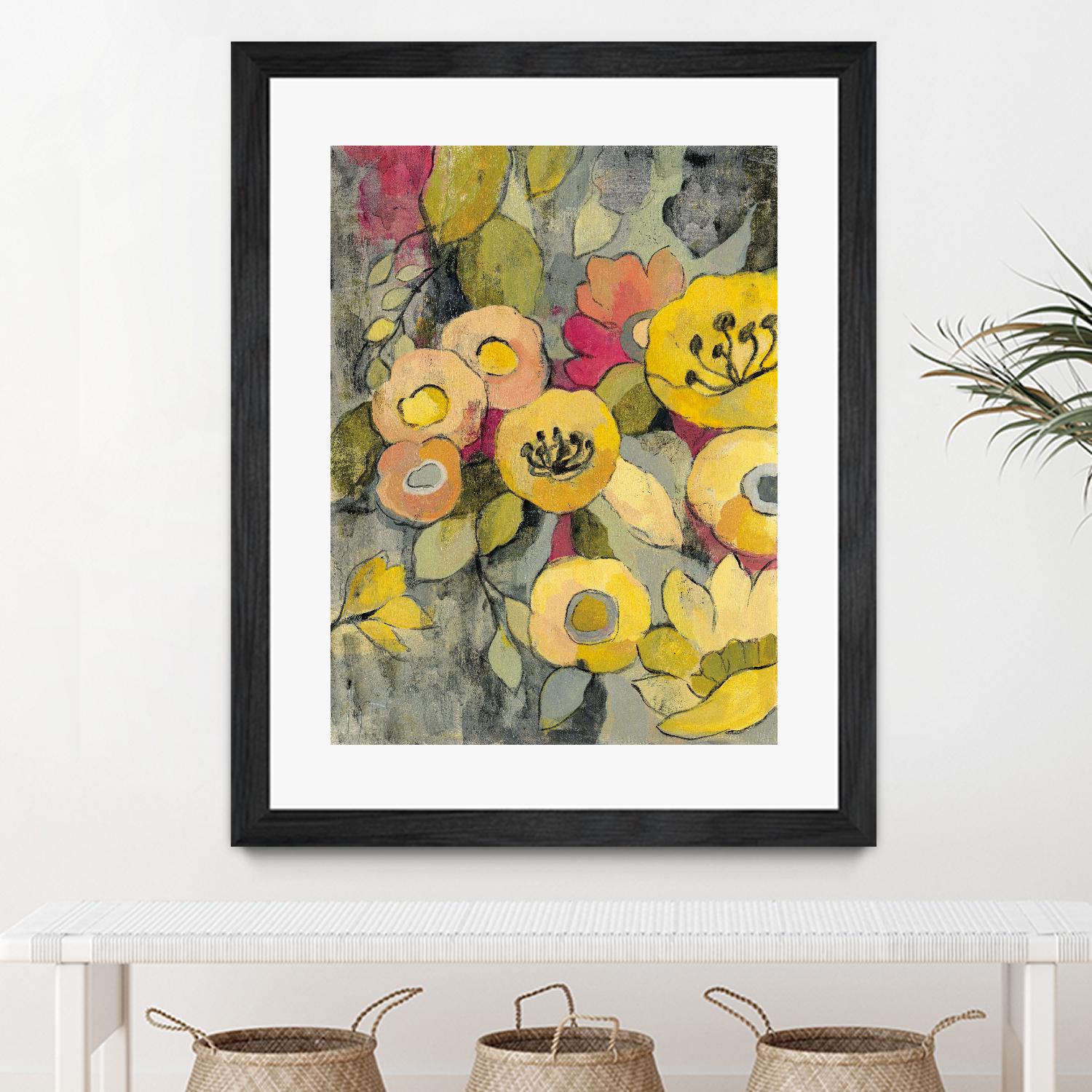 Yellow Floral Duo II by Silvia Vassileva on GIANT ART - grey floral