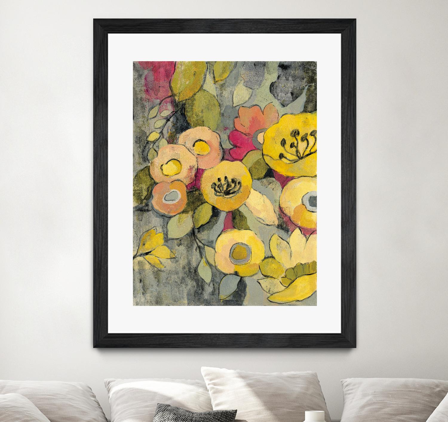 Yellow Floral Duo II by Silvia Vassileva on GIANT ART - grey floral