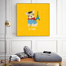 Good Dogs French Bulldog Bright by Moira Hershey on GIANT ART - blue animals