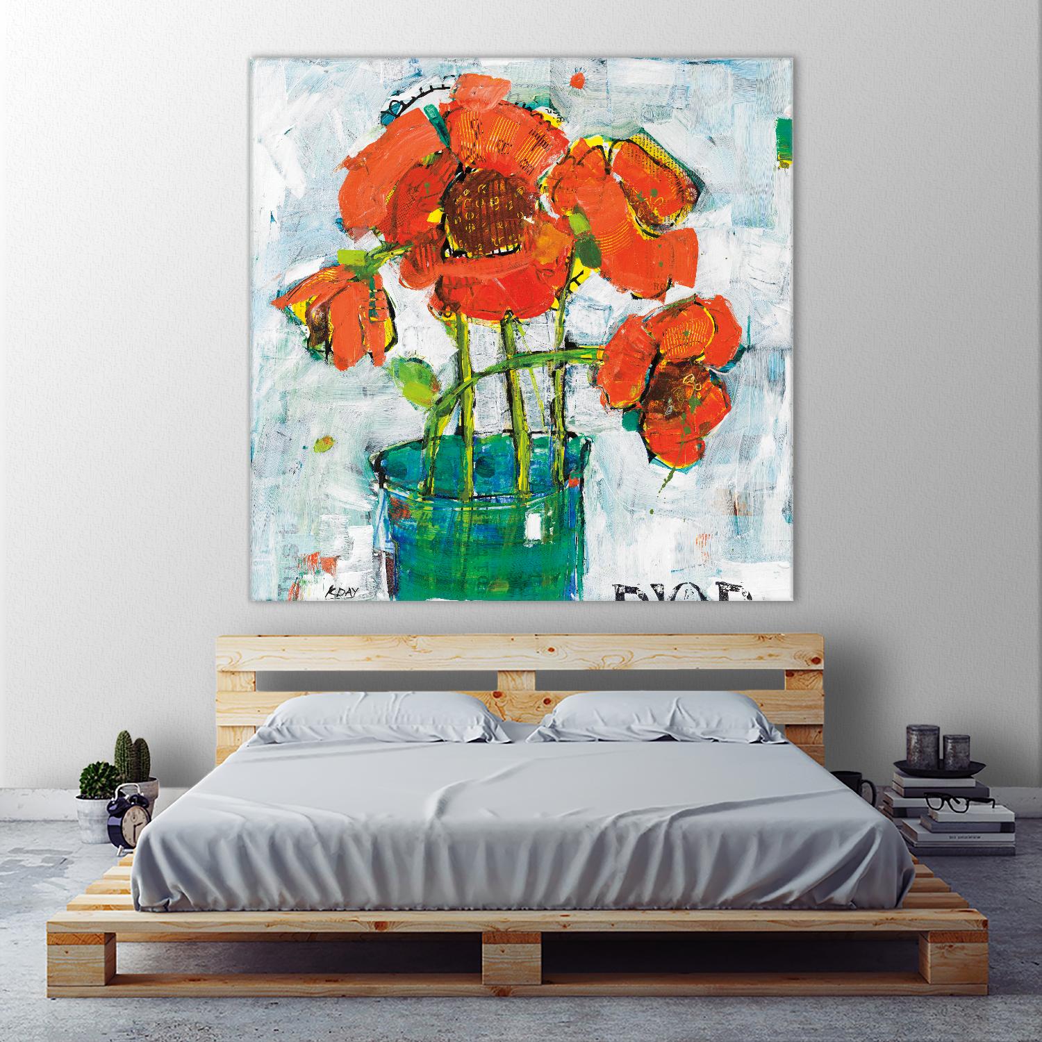 POP Original by Kellie Day on GIANT ART - turquoise floral