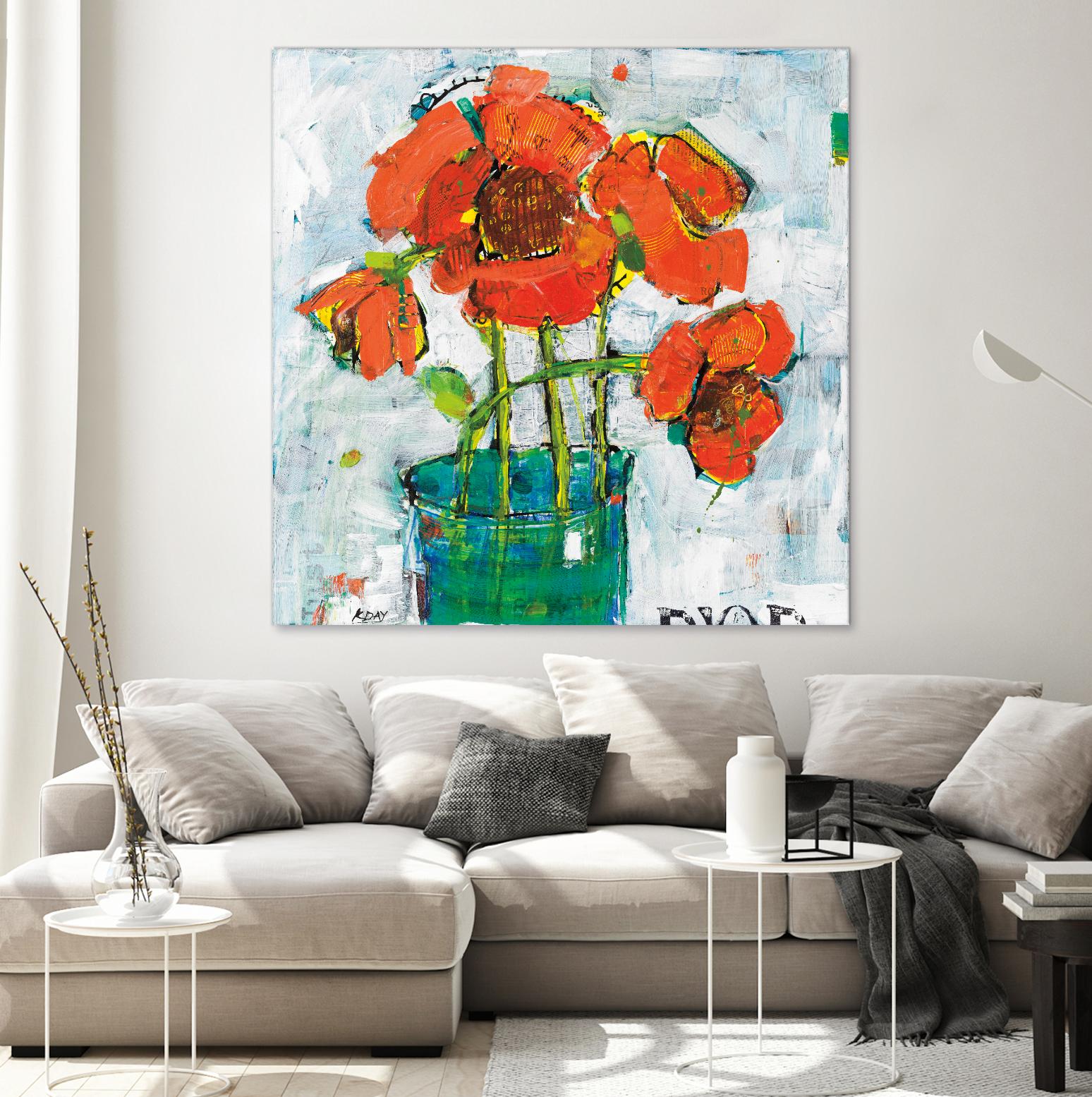 POP Original by Kellie Day on GIANT ART - turquoise floral