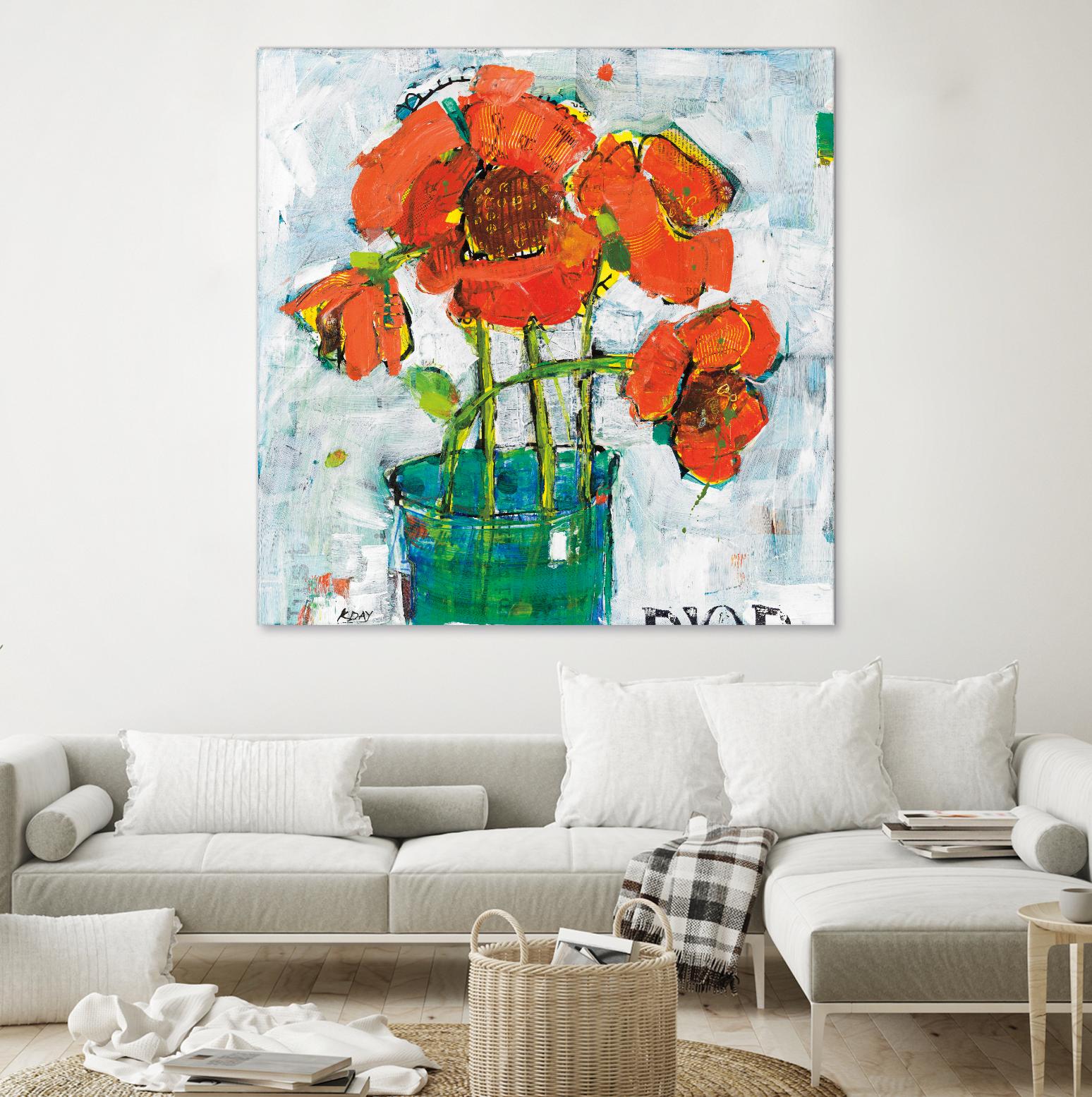 POP Original by Kellie Day on GIANT ART - turquoise floral