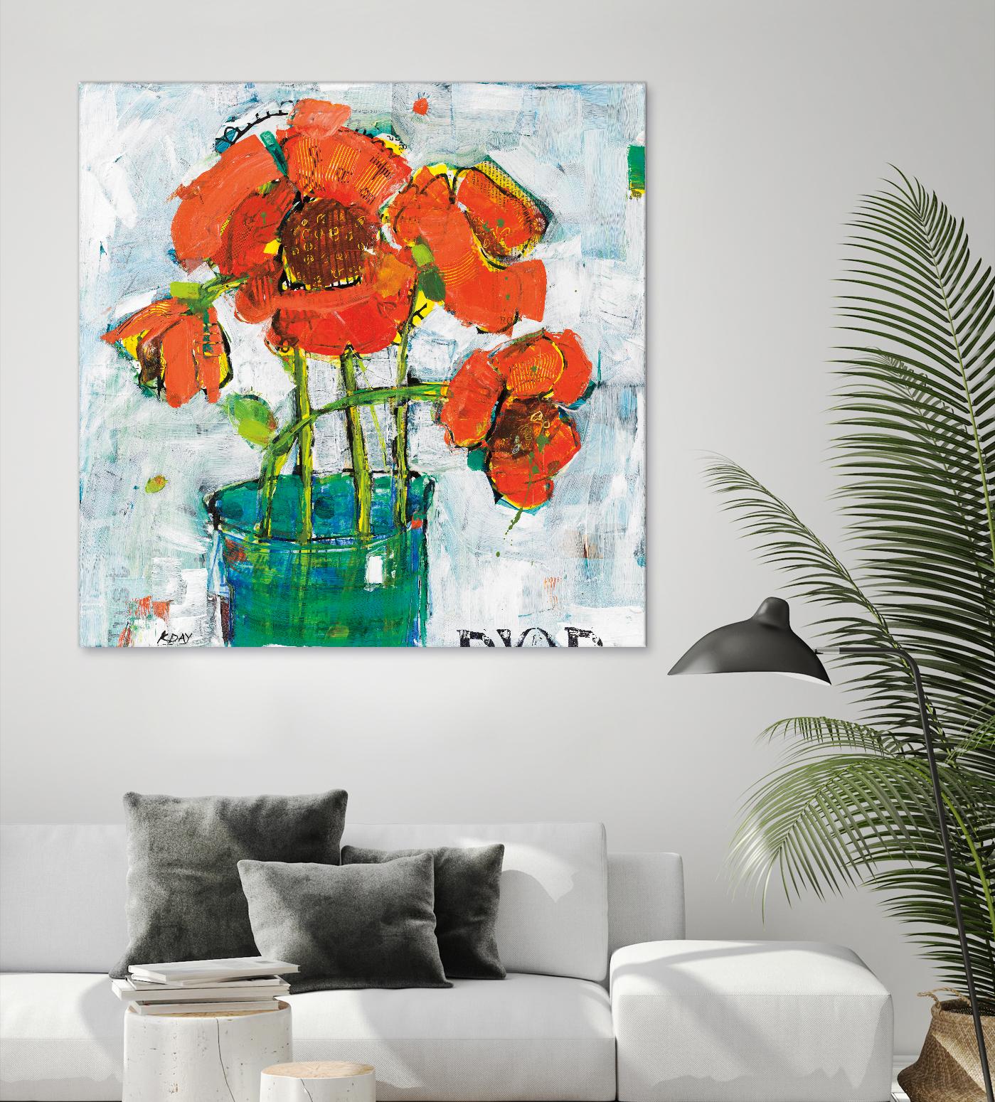 POP Original by Kellie Day on GIANT ART - turquoise floral