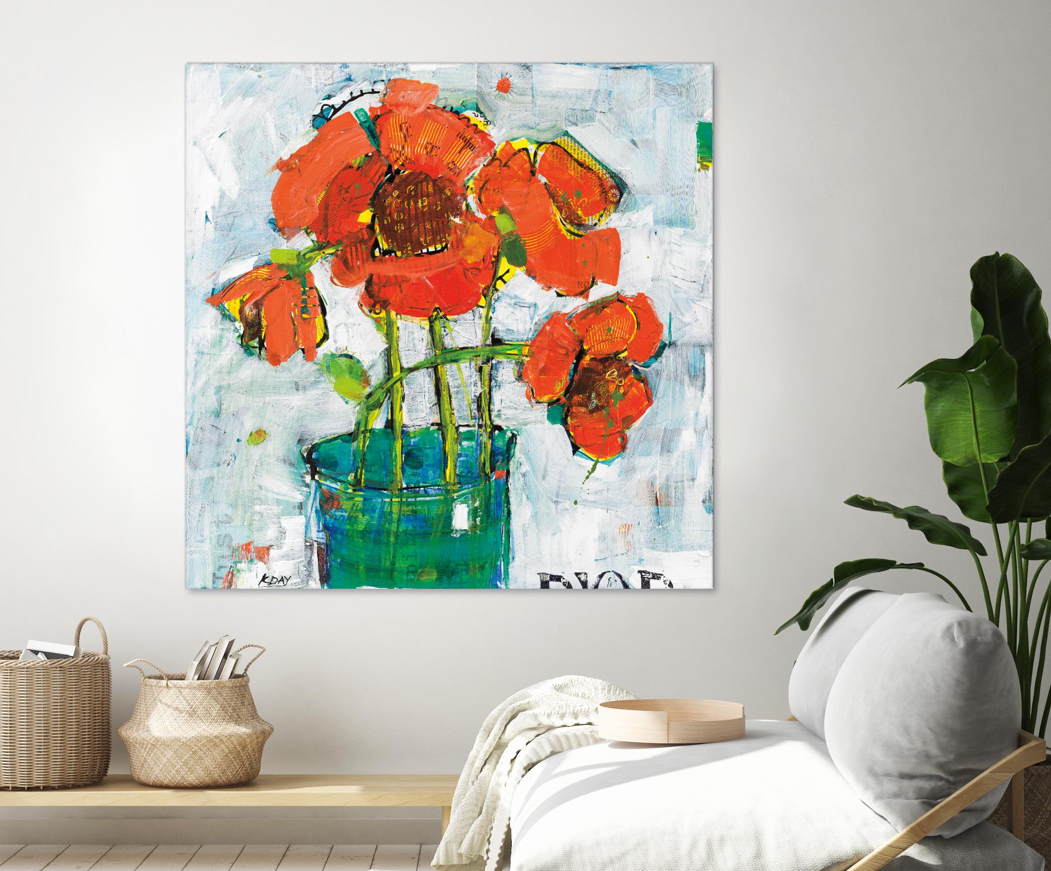 POP Original by Kellie Day on GIANT ART - turquoise floral