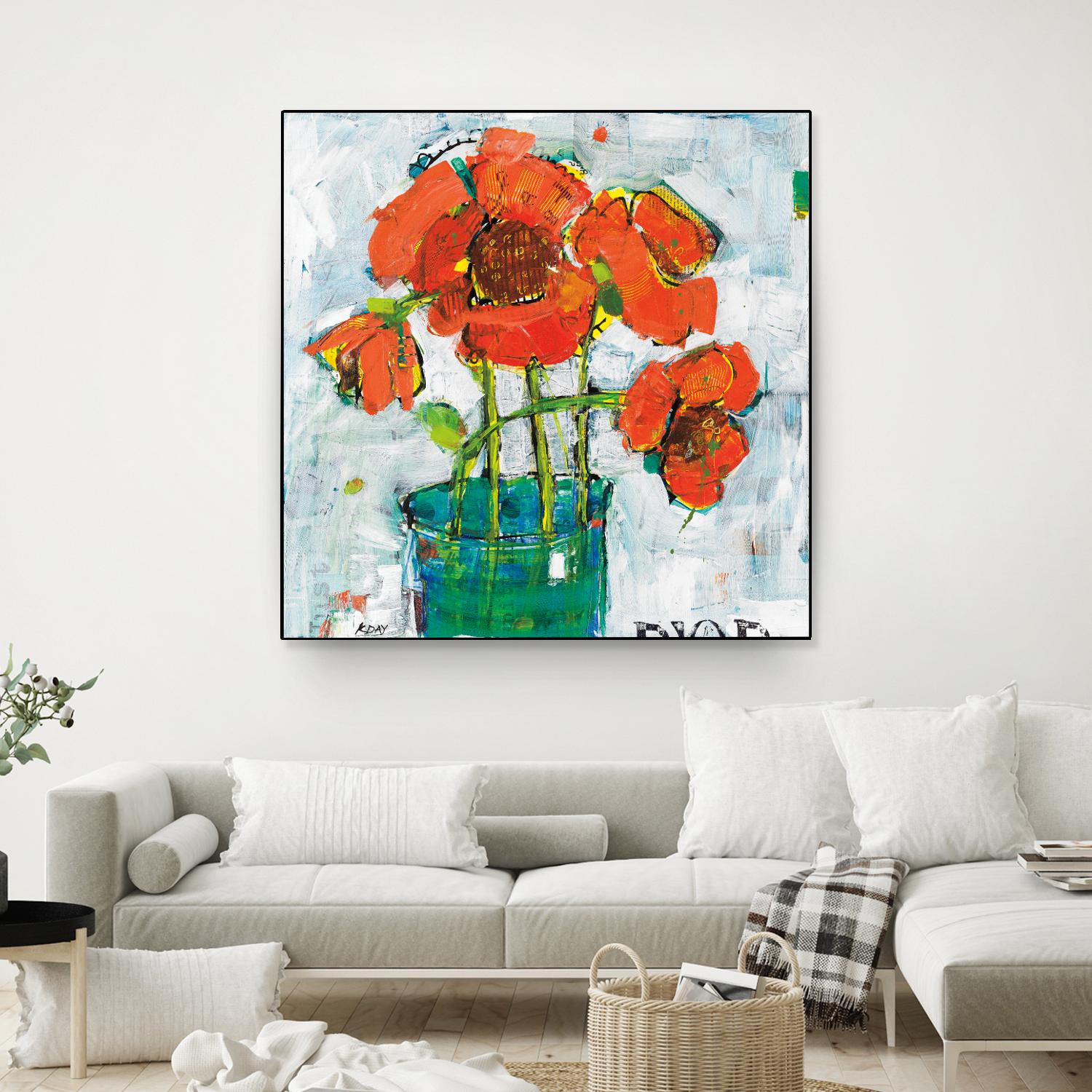 POP Original by Kellie Day on GIANT ART - turquoise floral