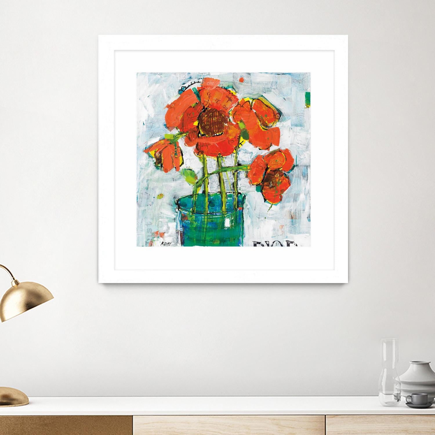 POP Original by Kellie Day on GIANT ART - turquoise floral