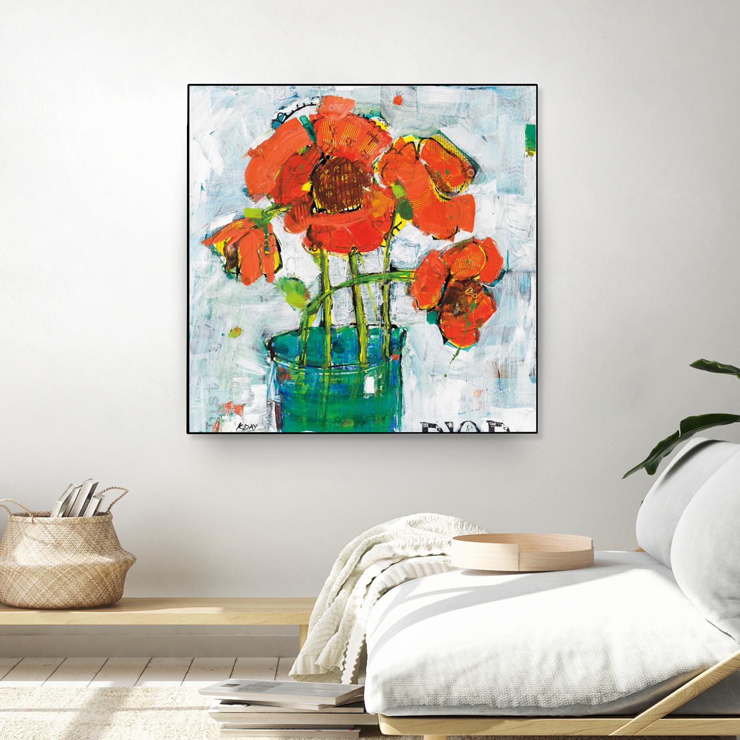 POP Original by Kellie Day on GIANT ART - turquoise floral