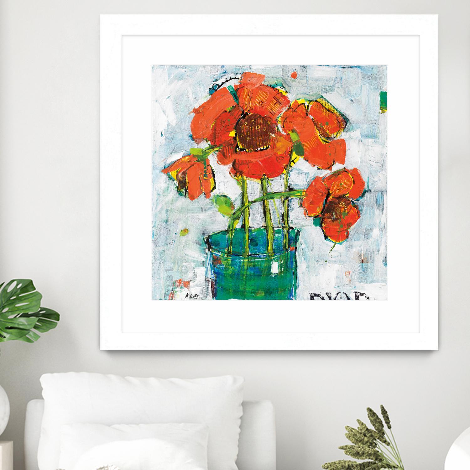 POP Original by Kellie Day on GIANT ART - turquoise floral