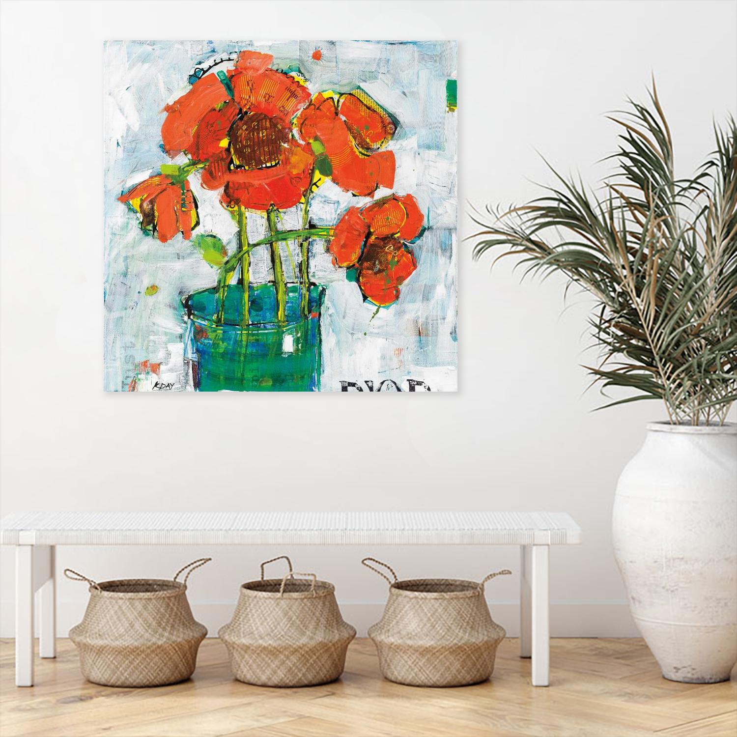 POP Original by Kellie Day on GIANT ART - turquoise floral