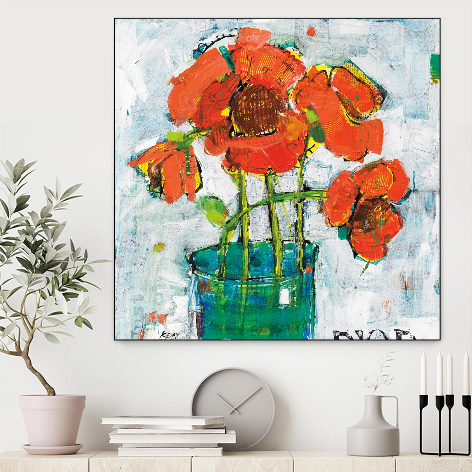 POP Original by Kellie Day on GIANT ART - turquoise floral