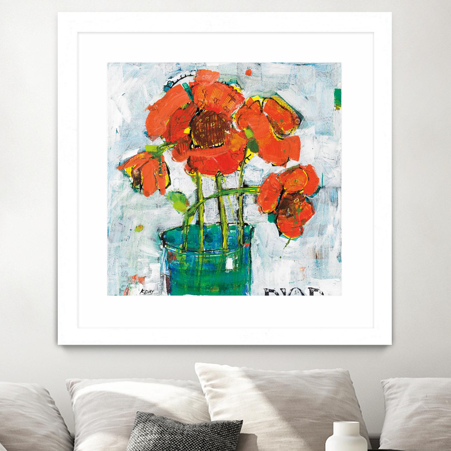 POP Original by Kellie Day on GIANT ART - turquoise floral