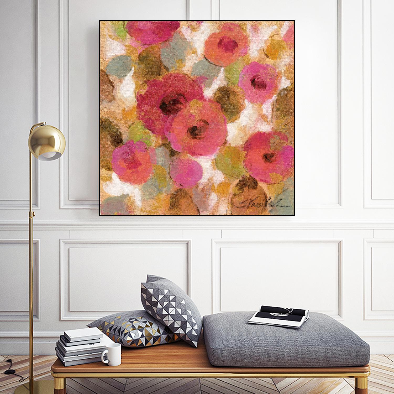 Glorious Pink Floral II by Silvia Vassileva on GIANT ART - yellow floral