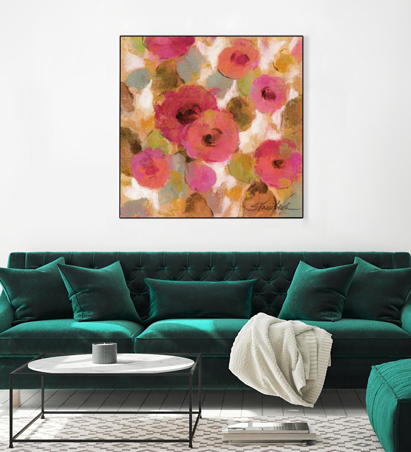 Glorious Pink Floral II by Silvia Vassileva on GIANT ART - yellow floral