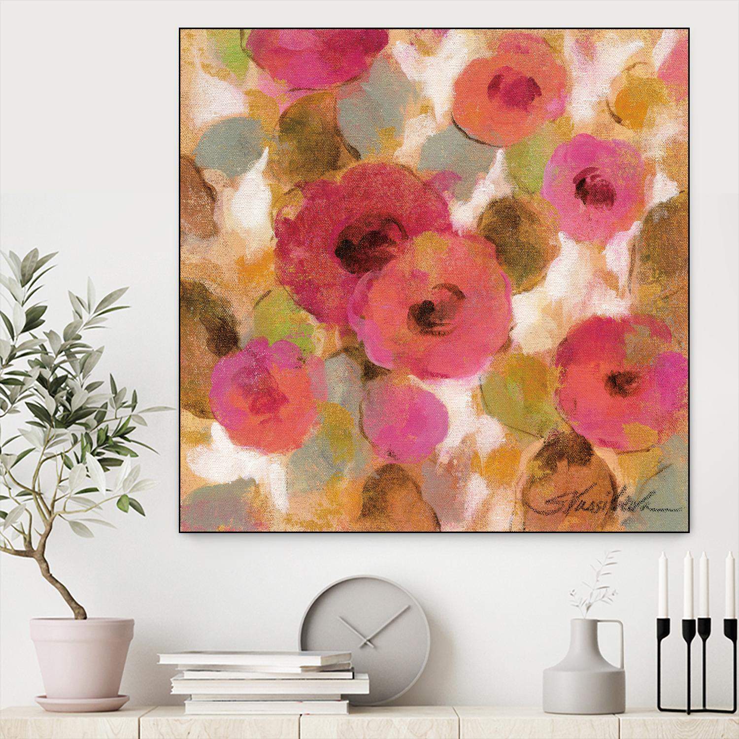 Glorious Pink Floral II by Silvia Vassileva on GIANT ART - yellow floral