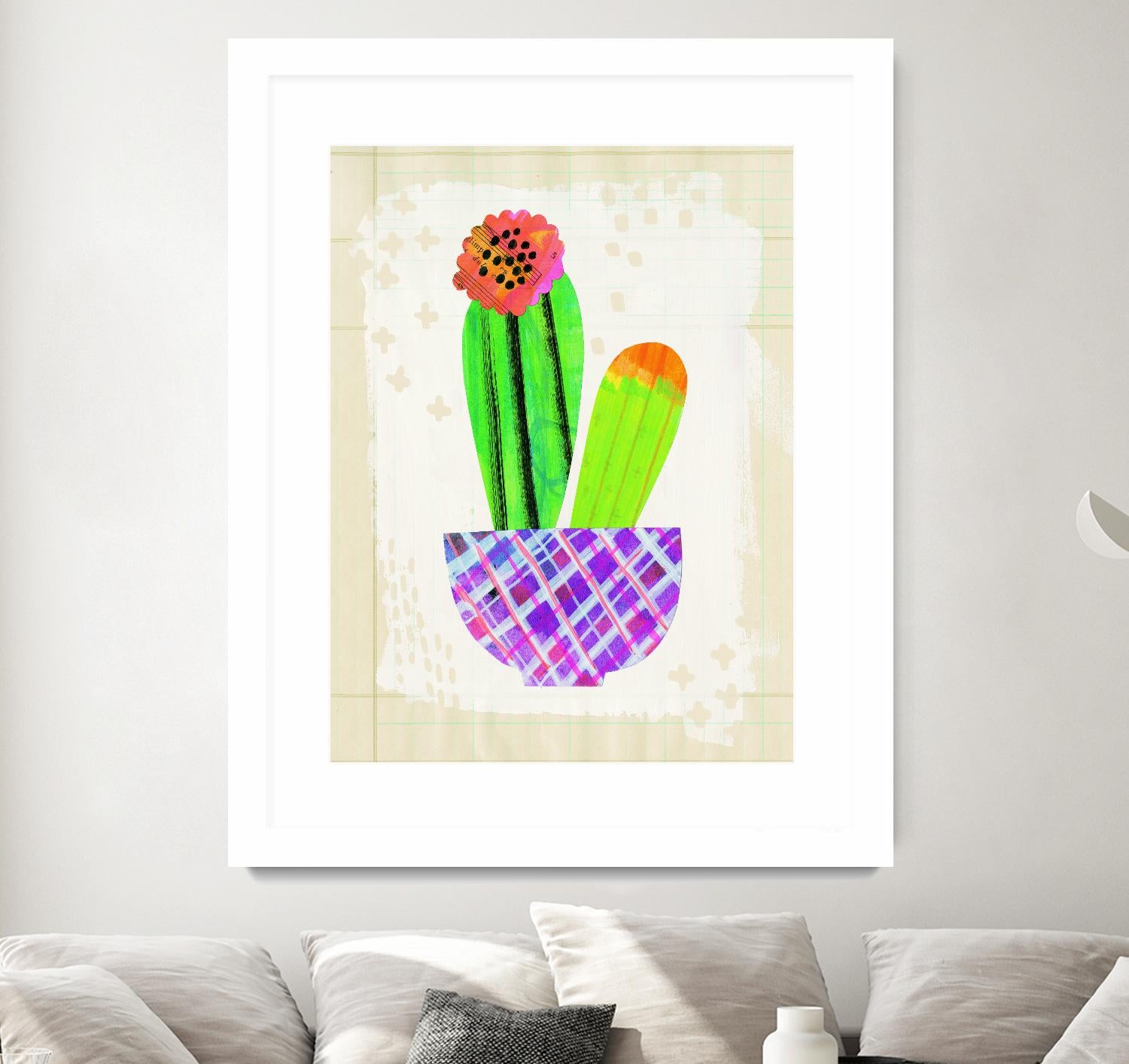 Collage Cactus I on Graph Paper by Melissa Averinos on GIANT ART - beige botany