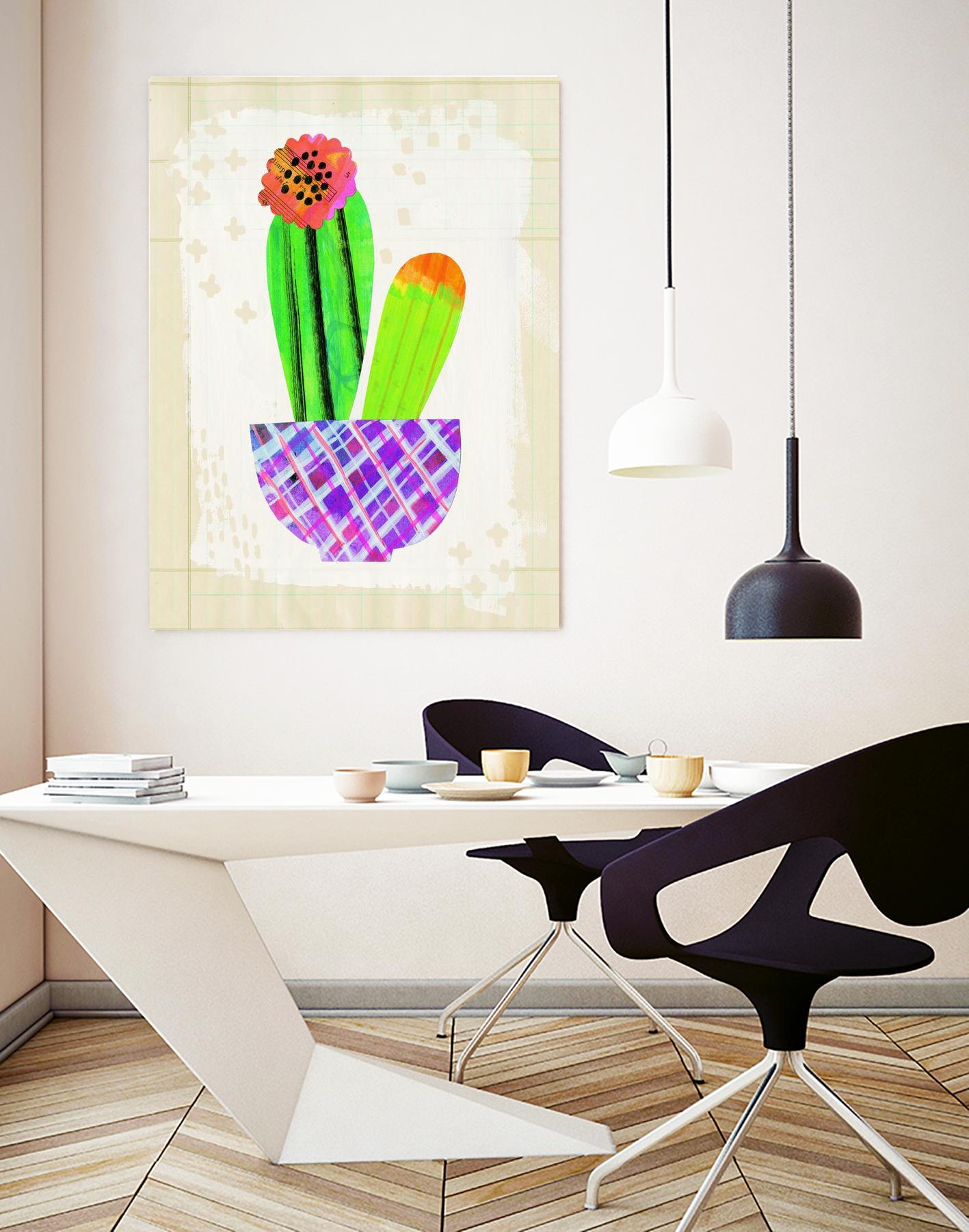 Collage Cactus I on Graph Paper by Melissa Averinos on GIANT ART - beige botany