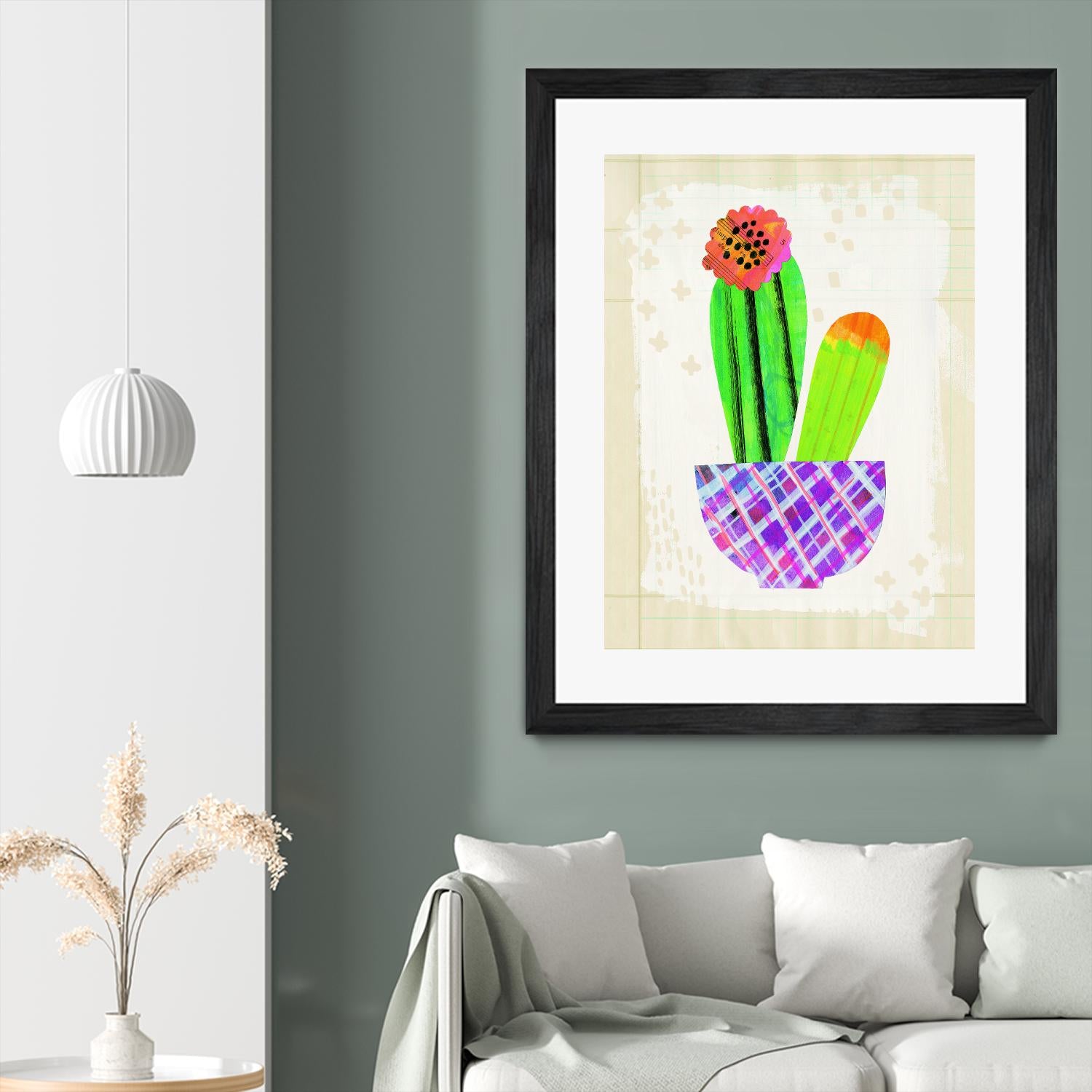 Collage Cactus I on Graph Paper by Melissa Averinos on GIANT ART - beige botany