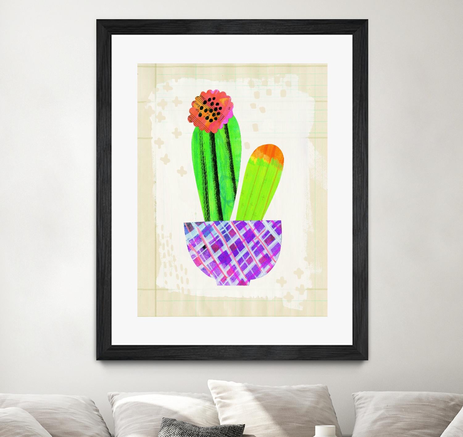 Collage Cactus I on Graph Paper by Melissa Averinos on GIANT ART - beige botany