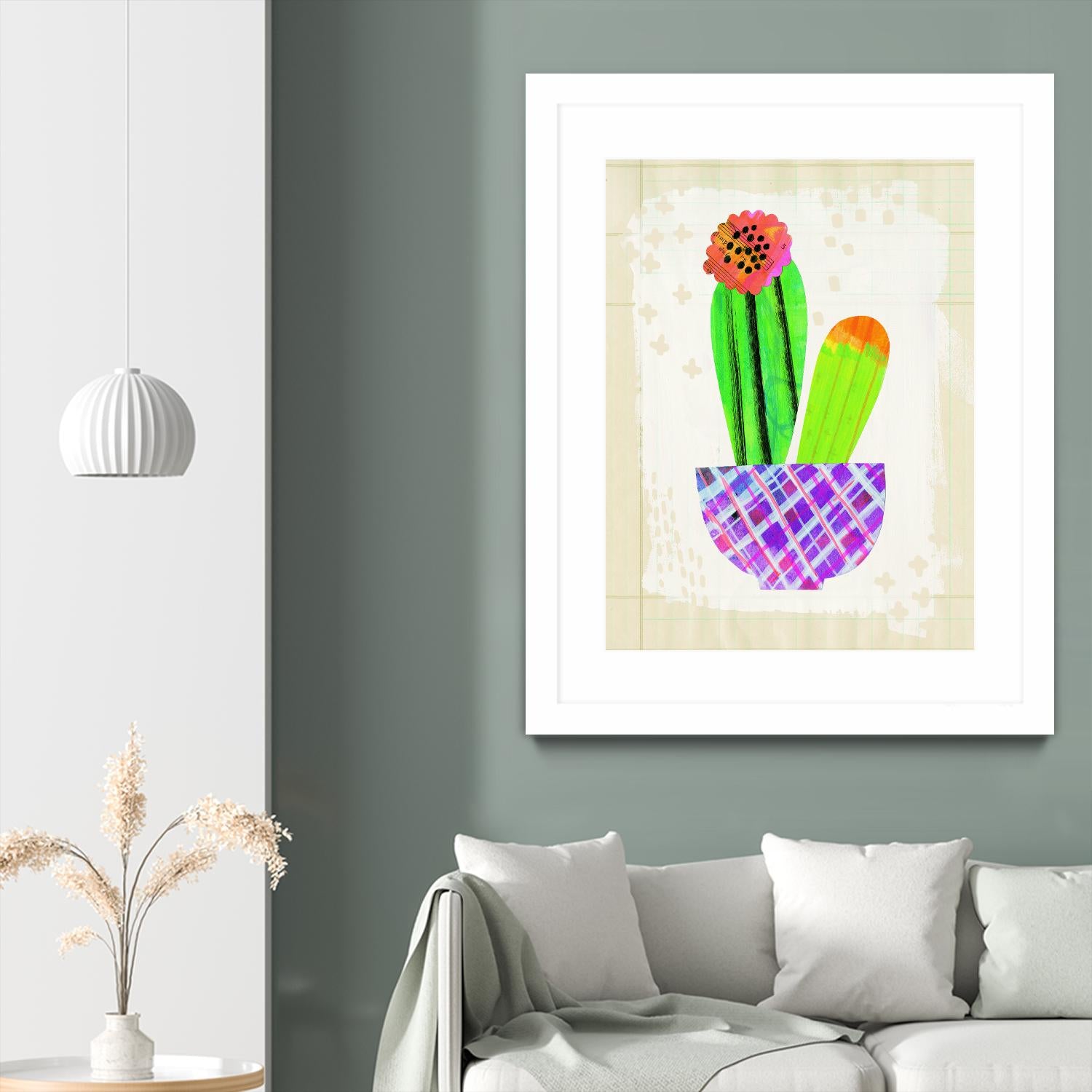 Collage Cactus I on Graph Paper by Melissa Averinos on GIANT ART - beige botany