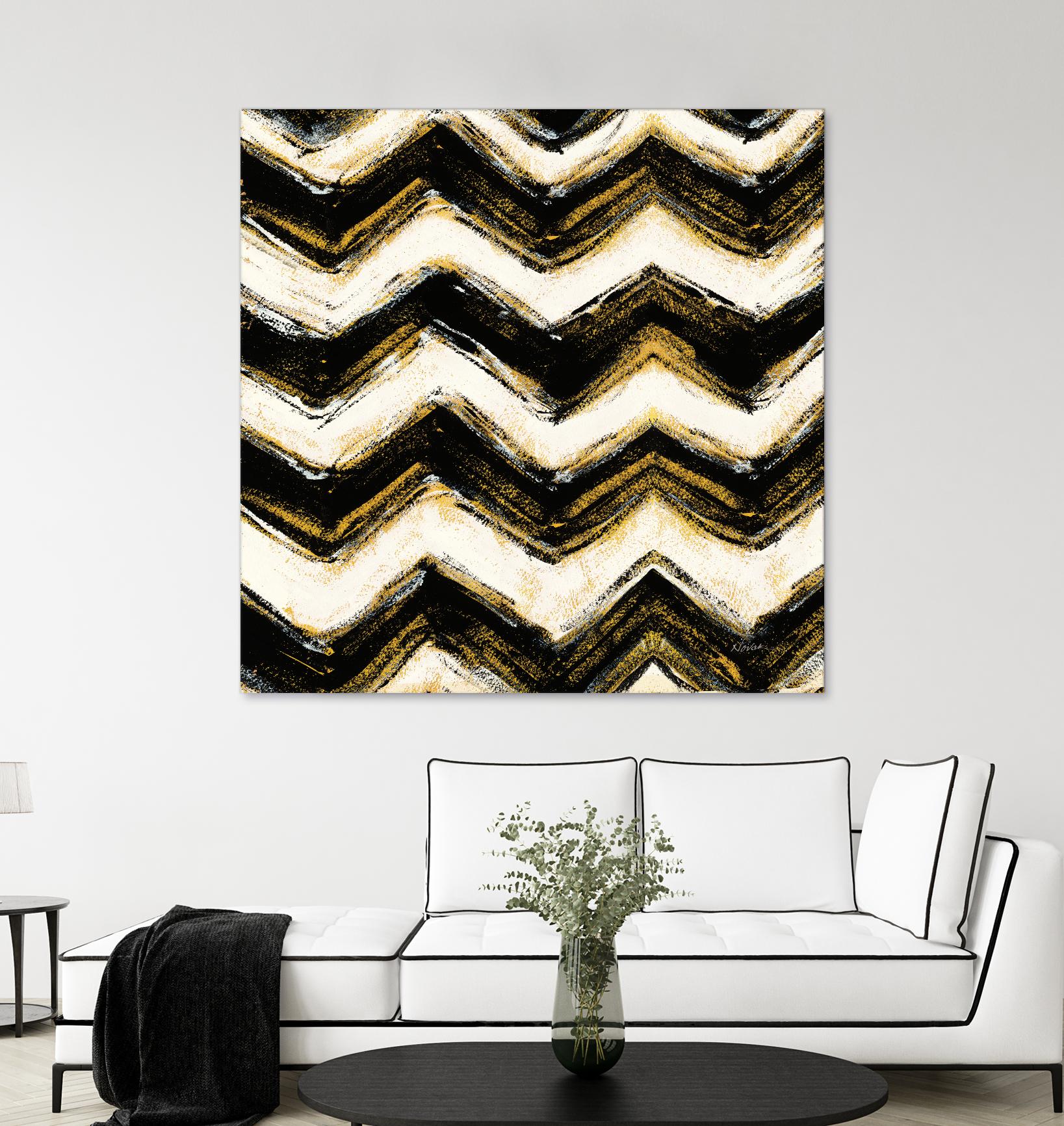 Black and Gold Geometric IV Crop by Shirley Novak on GIANT ART - beige abstract