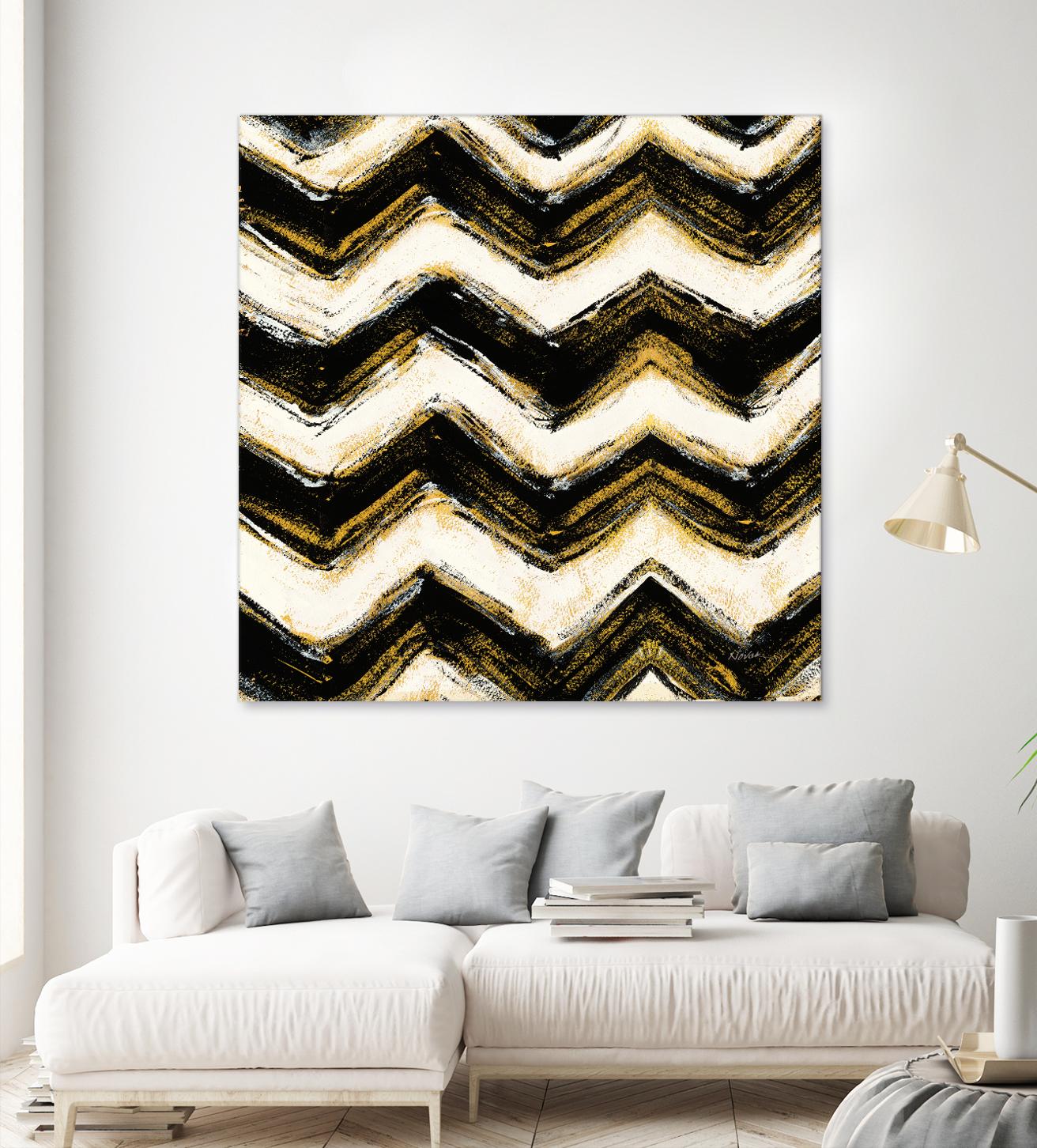 Black and Gold Geometric IV Crop by Shirley Novak on GIANT ART - beige abstract