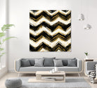 Black and Gold Geometric IV Crop by Shirley Novak on GIANT ART - beige abstract