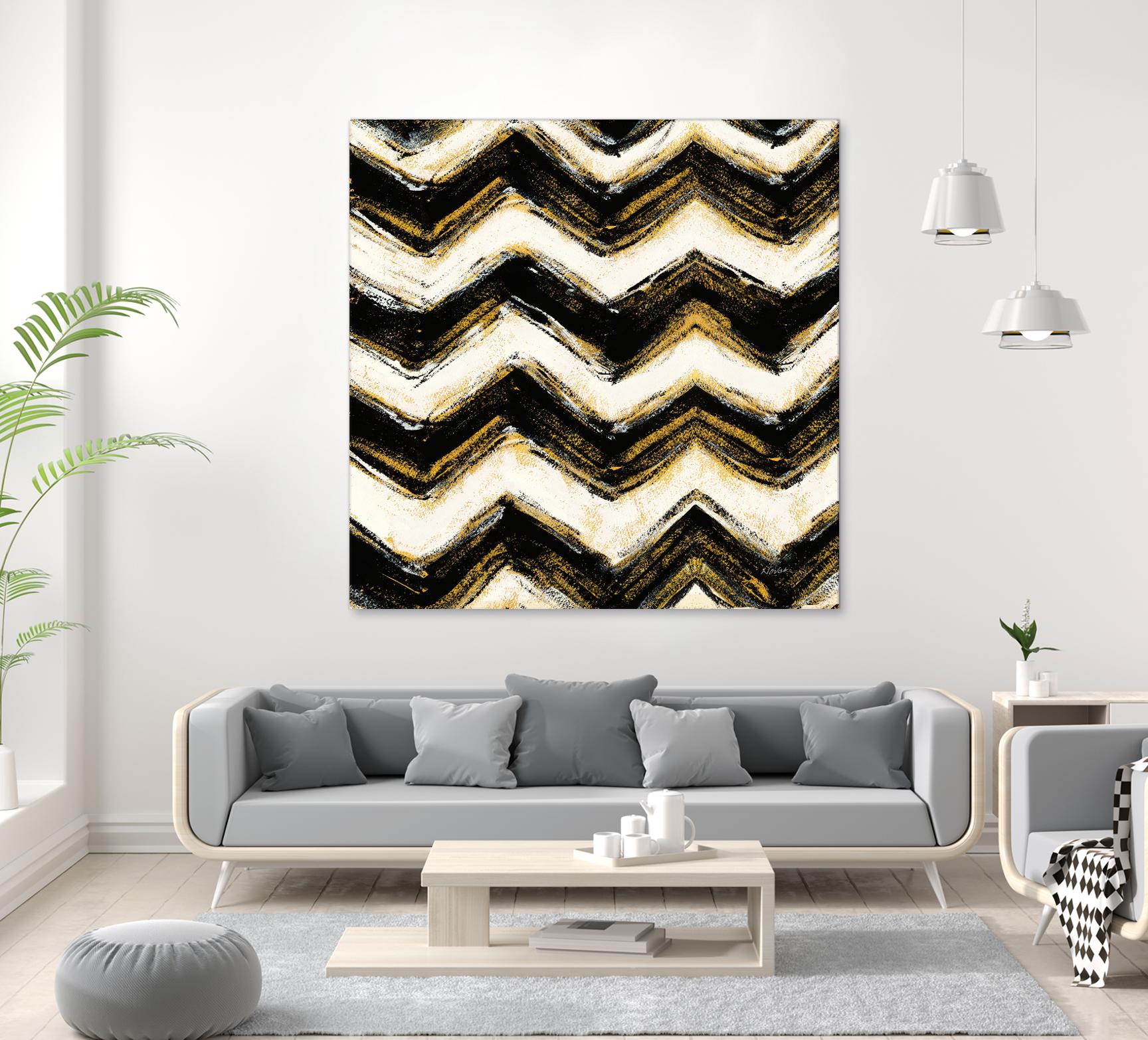 Black and Gold Geometric IV Crop by Shirley Novak on GIANT ART - beige abstract