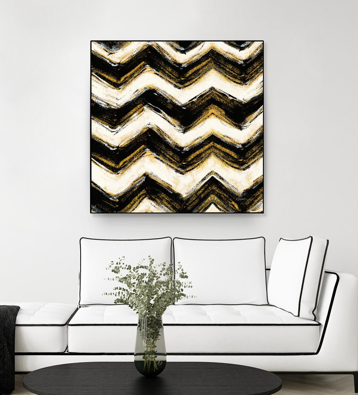 Black and Gold Geometric IV Crop by Shirley Novak on GIANT ART - beige abstract