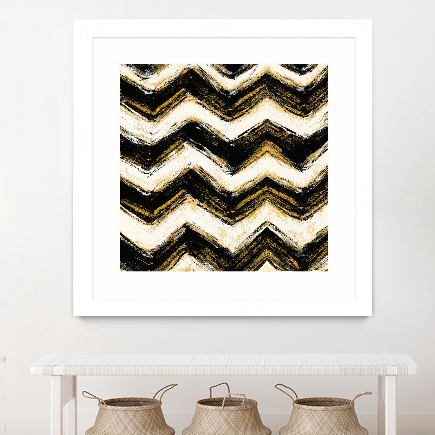 Black and Gold Geometric IV Crop by Shirley Novak on GIANT ART - beige abstract