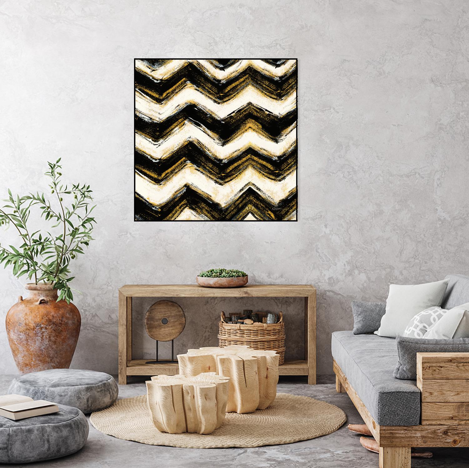 Black and Gold Geometric IV Crop by Shirley Novak on GIANT ART - beige abstract