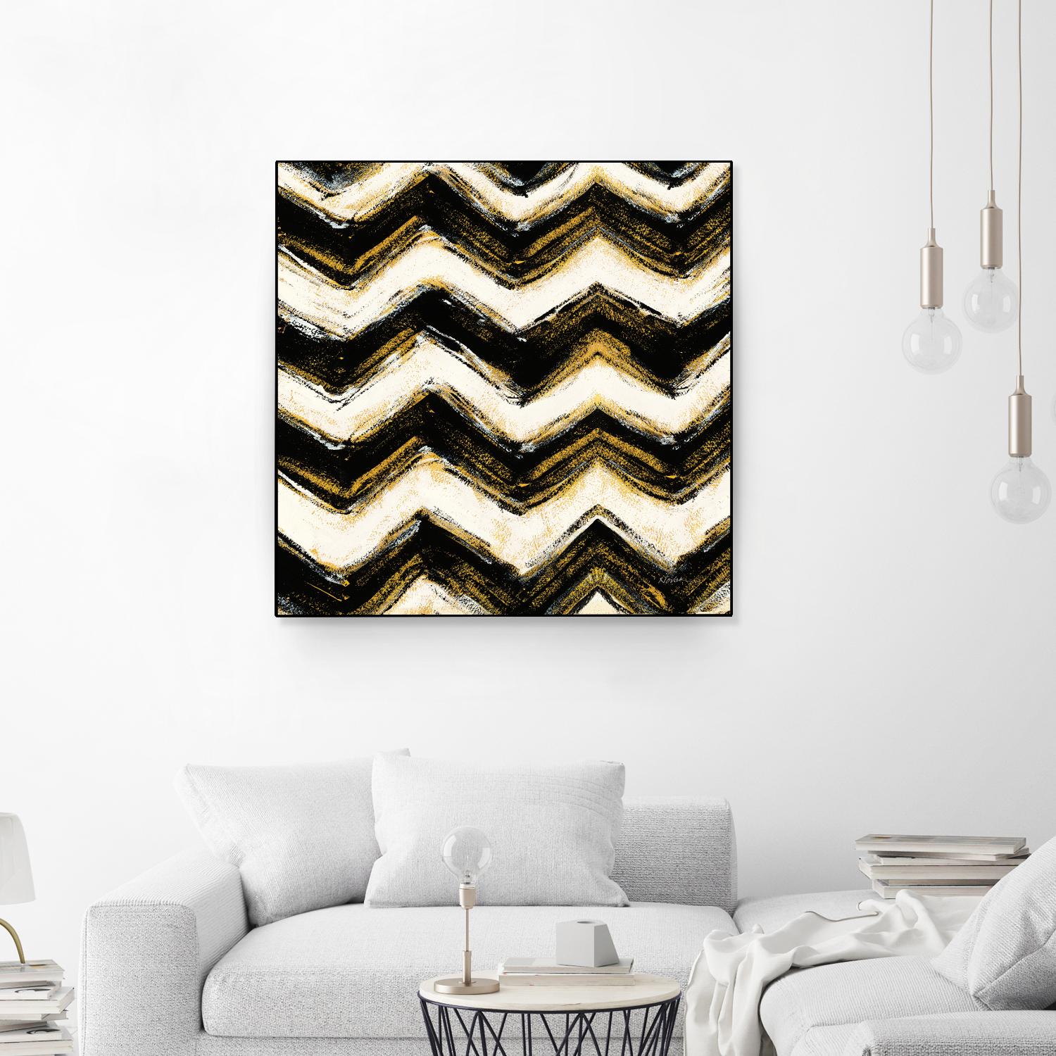 Black and Gold Geometric IV Crop by Shirley Novak on GIANT ART - beige abstract