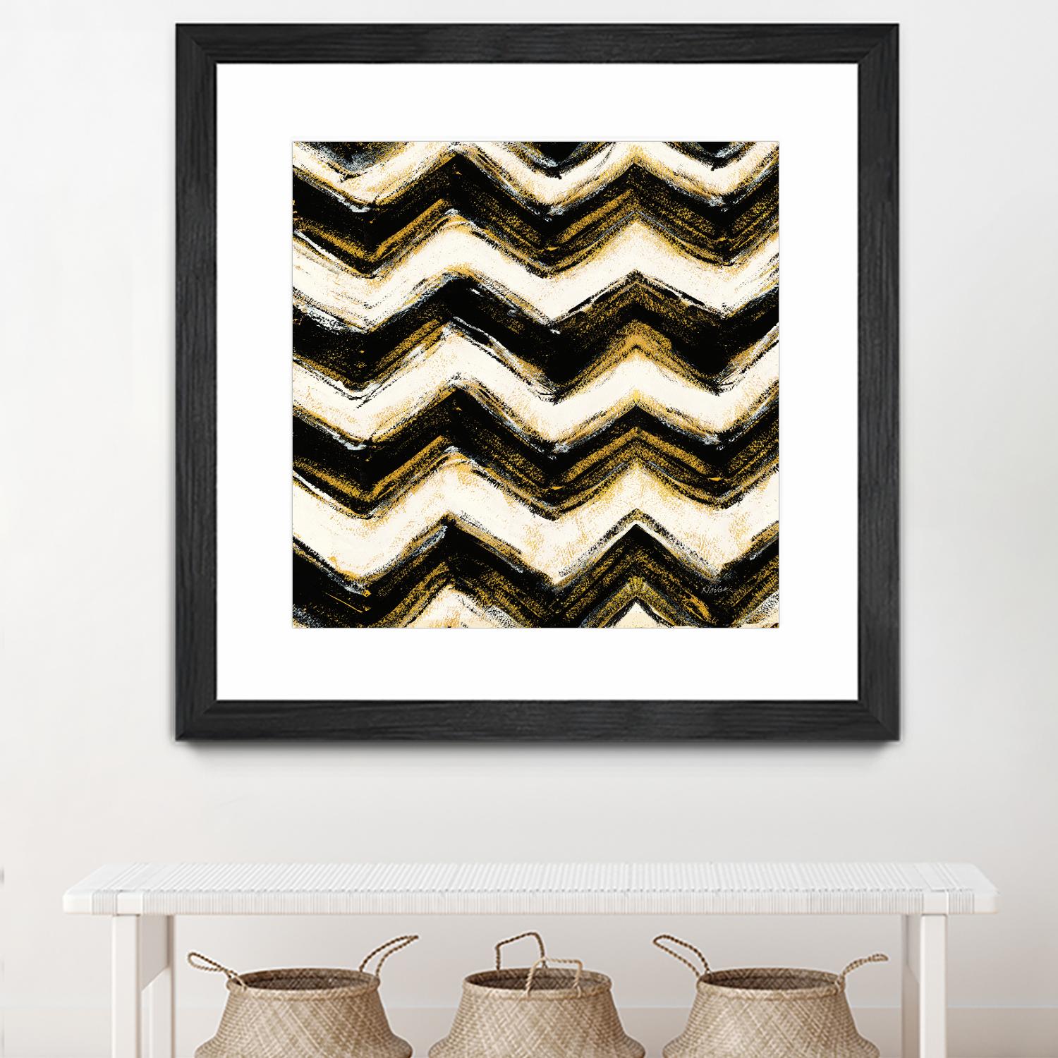 Black and Gold Geometric IV Crop by Shirley Novak on GIANT ART - beige abstract