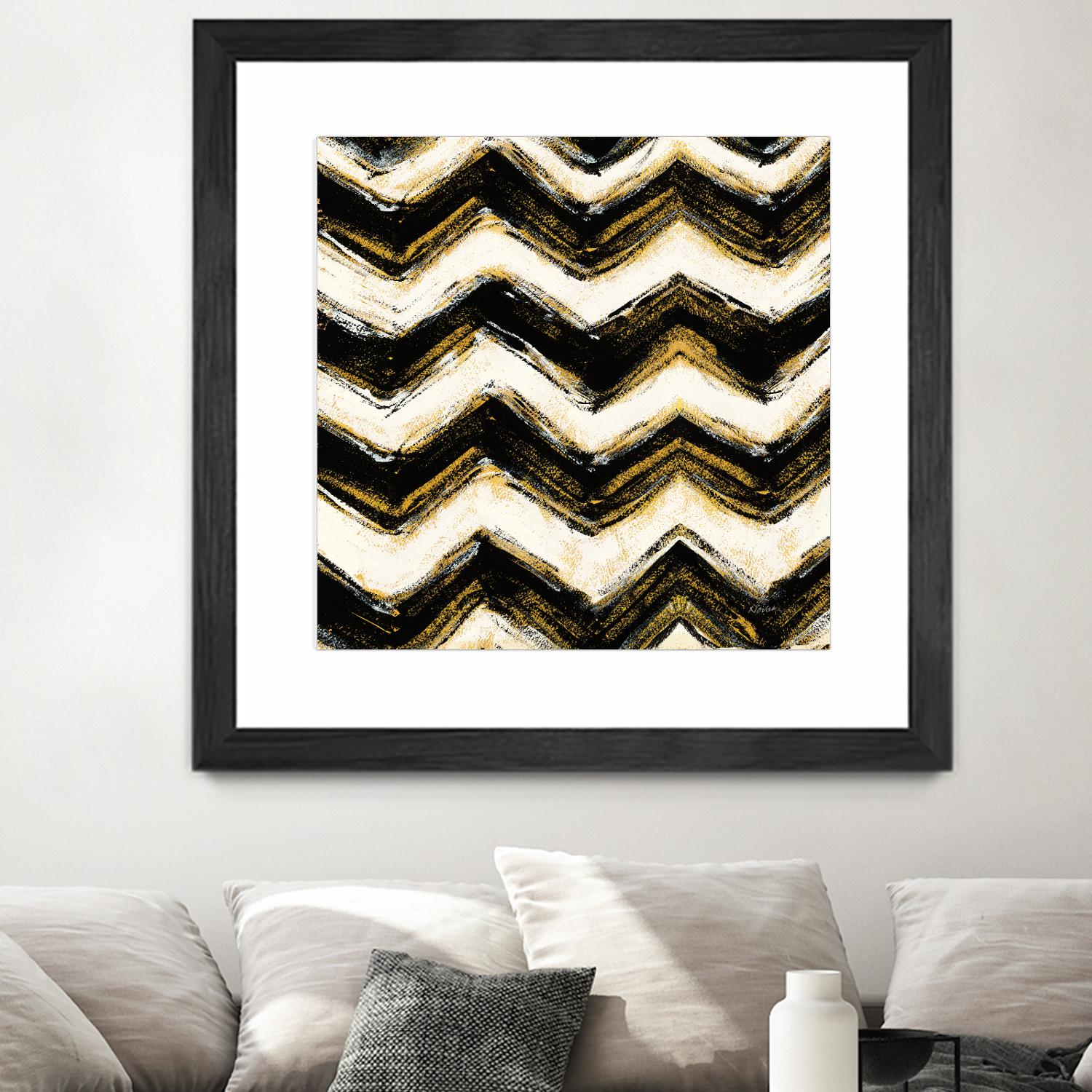 Black and Gold Geometric IV Crop by Shirley Novak on GIANT ART - beige abstract