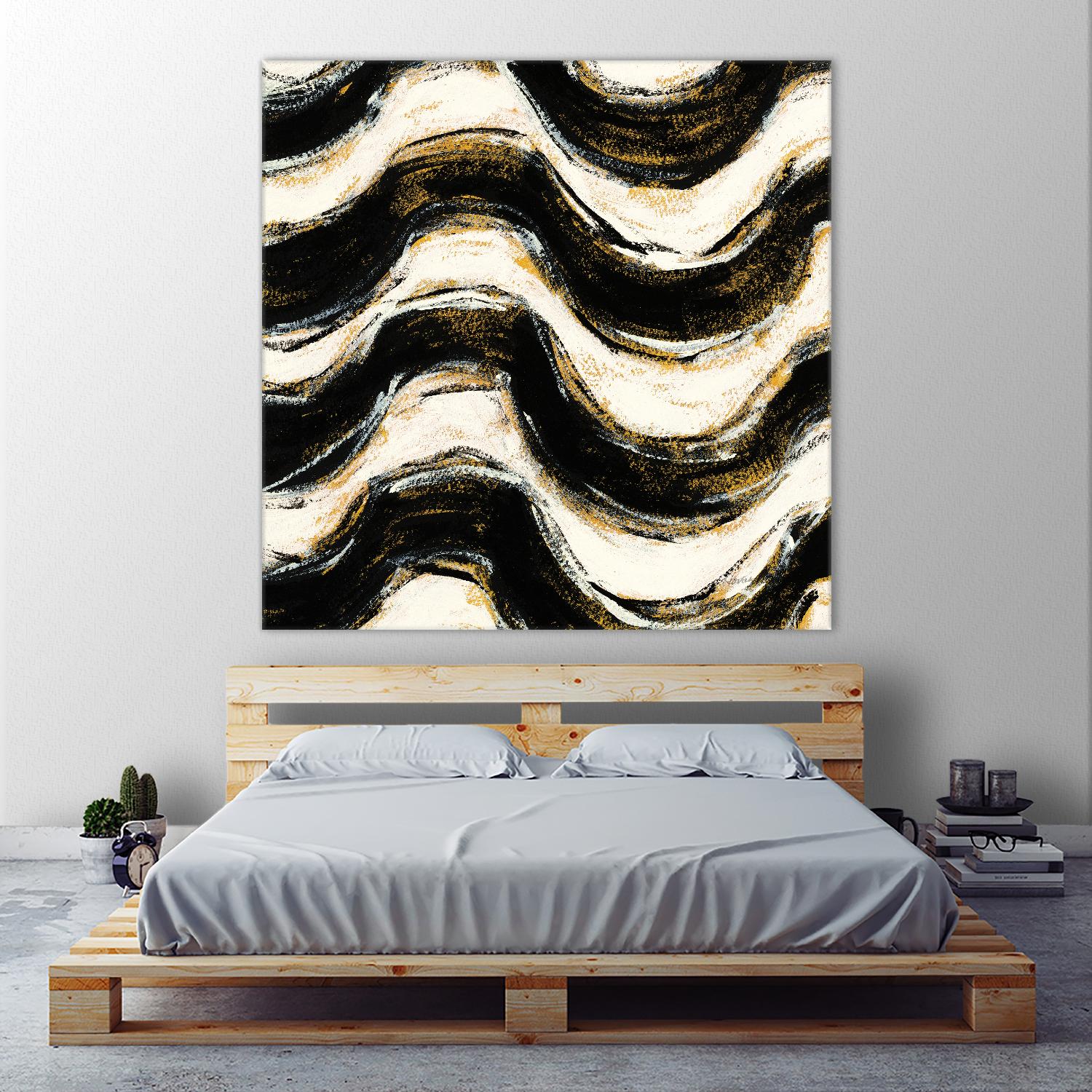 Black and Gold Geometric V Crop by Shirley Novak on GIANT ART - beige abstract