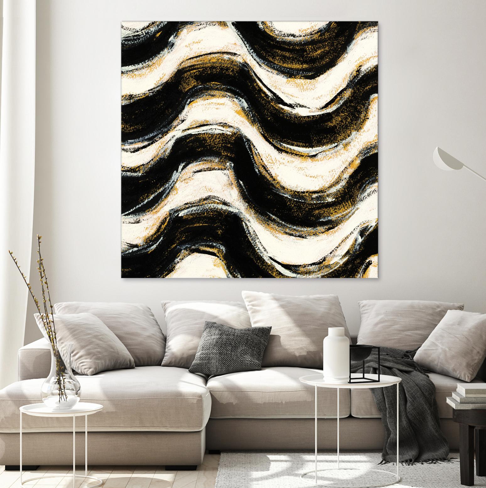 Black and Gold Geometric V Crop by Shirley Novak on GIANT ART - beige abstract