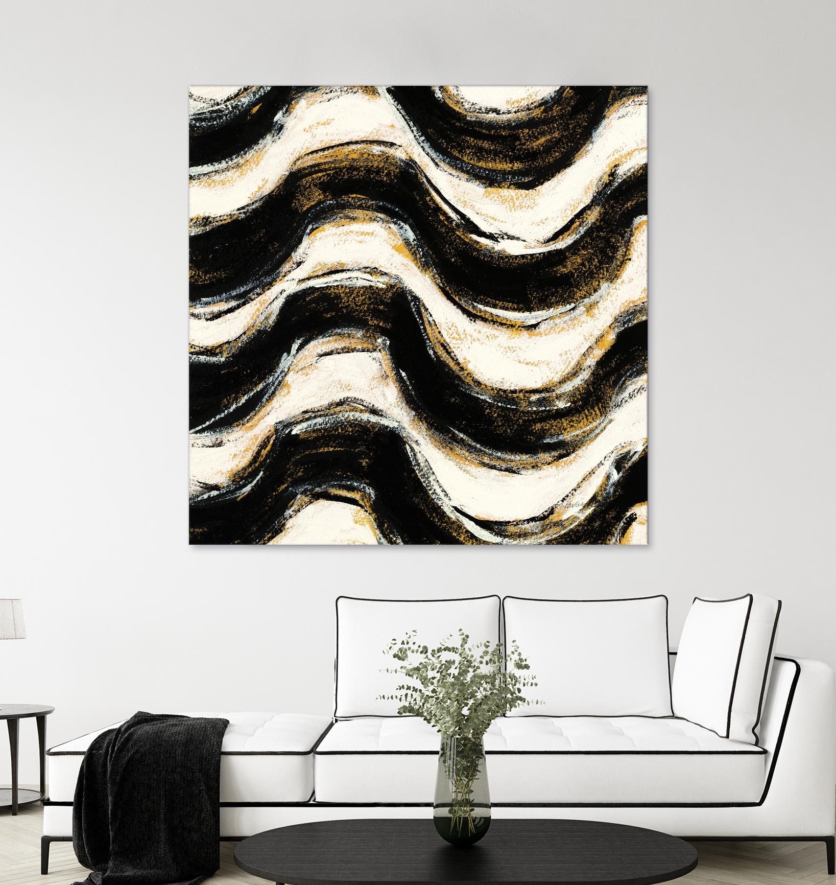 Black and Gold Geometric V Crop by Shirley Novak on GIANT ART - beige abstract