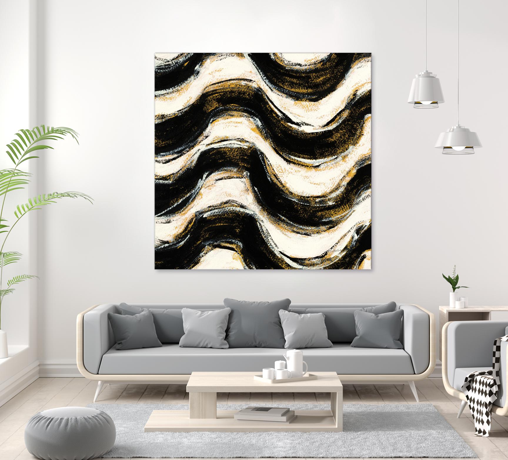 Black and Gold Geometric V Crop by Shirley Novak on GIANT ART - beige abstract