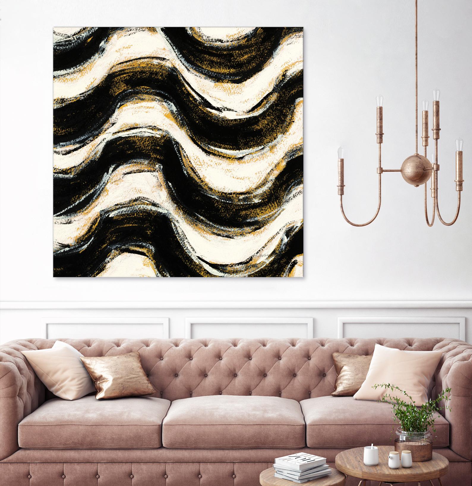 Black and Gold Geometric V Crop by Shirley Novak on GIANT ART - beige abstract
