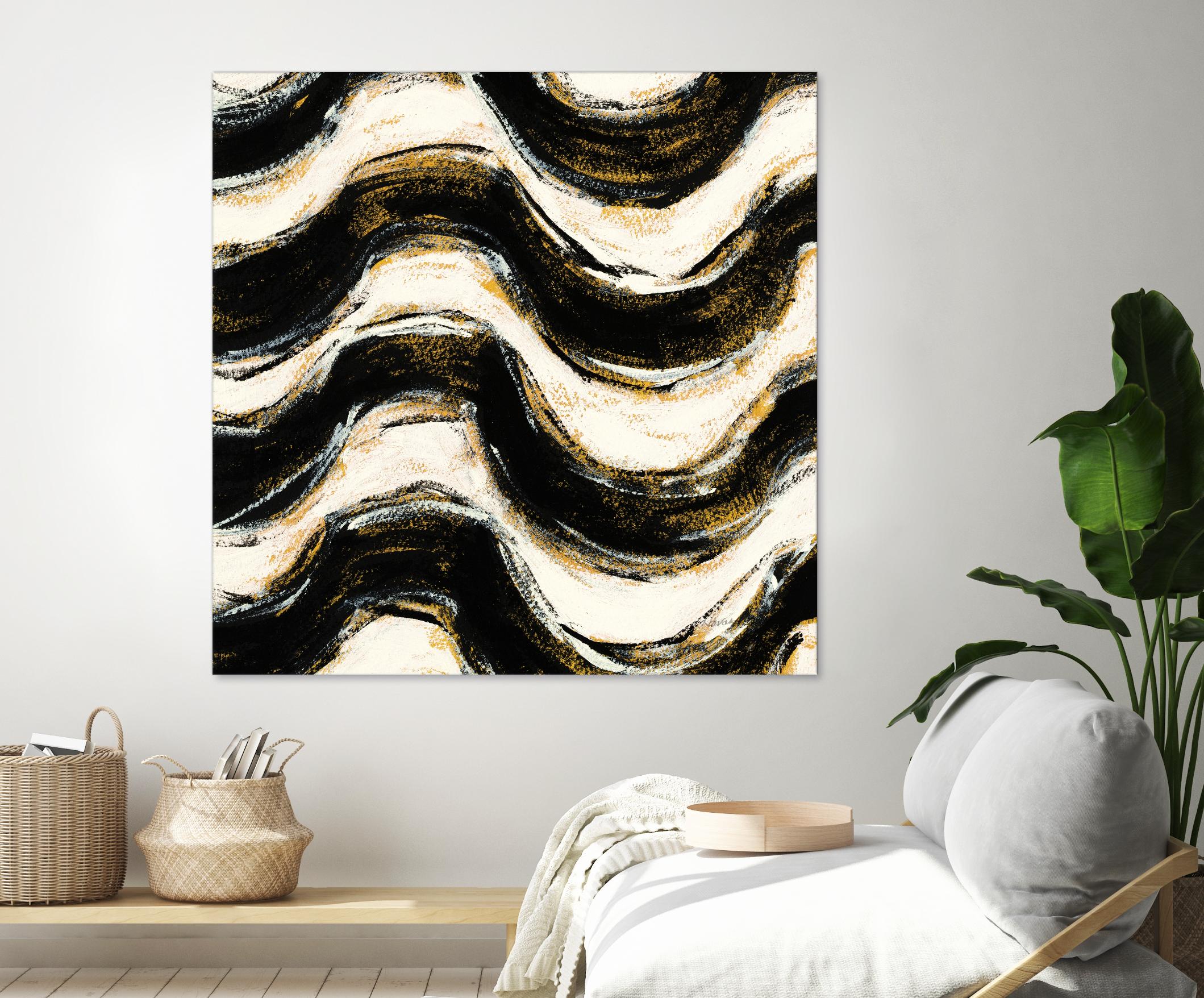 Black and Gold Geometric V Crop by Shirley Novak on GIANT ART - beige abstract