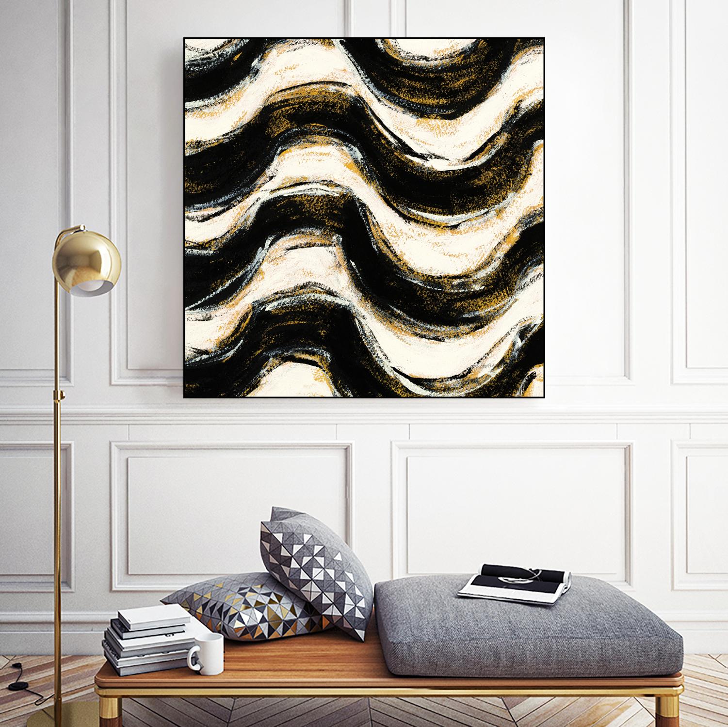 Black and Gold Geometric V Crop by Shirley Novak on GIANT ART - beige abstract